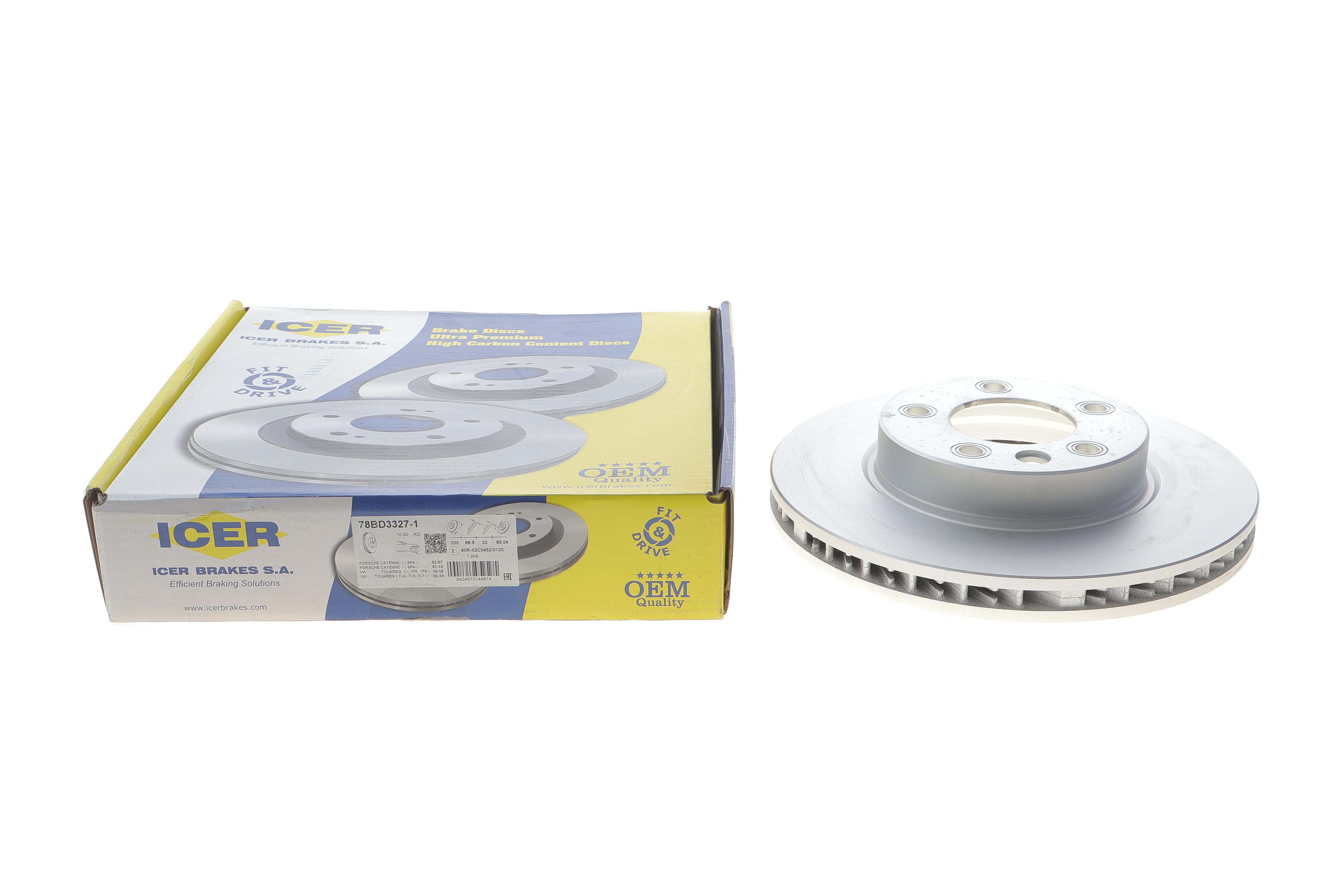 Диск гальмівний (передній) Porsche Cayenne/VW Touareg 02- (330x32) (R) (з покриттям) (вентильований)