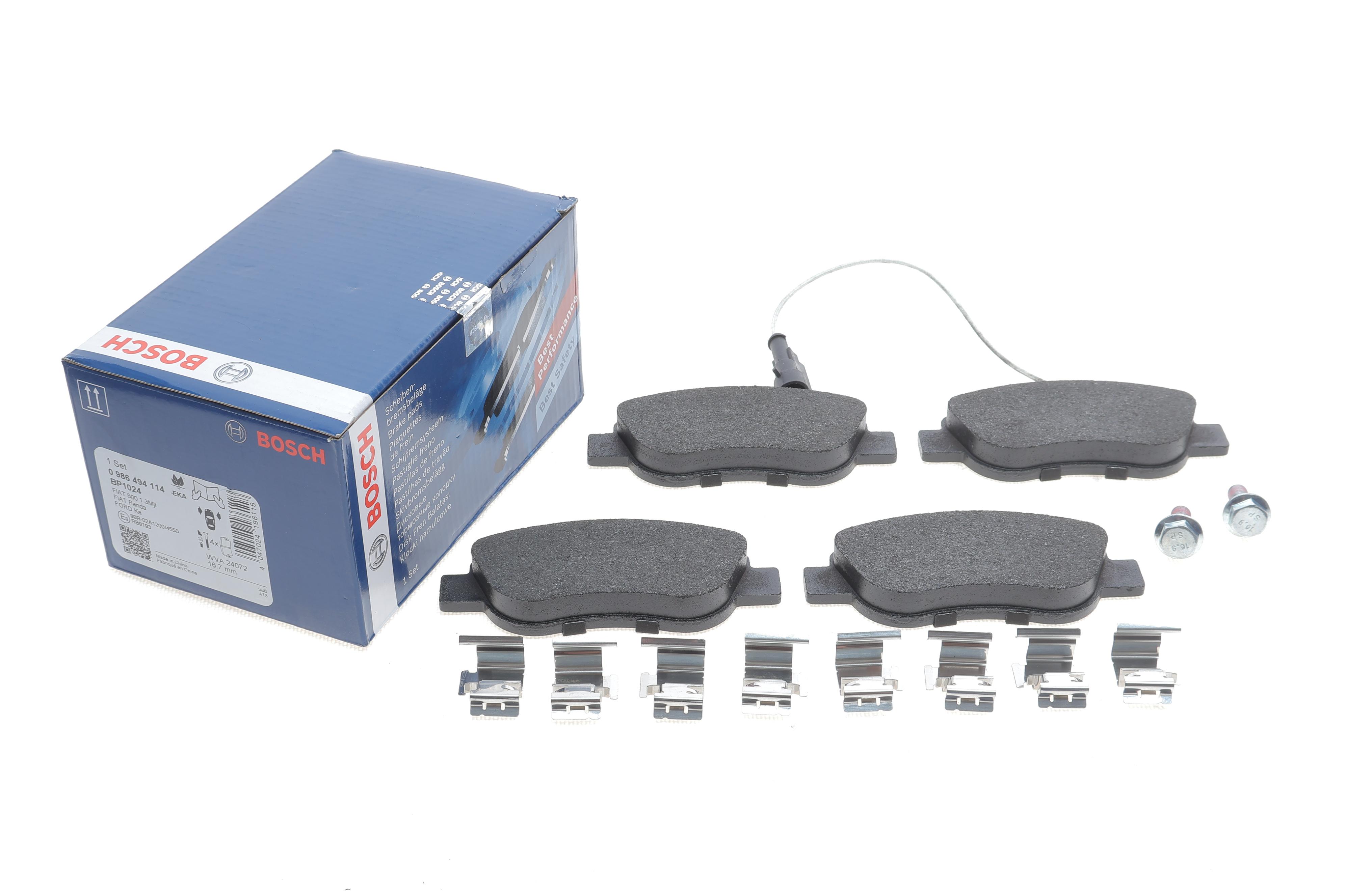 Колодки гальмівні (передні) Fiat Panda 03-/500/500C 07-/Ford Ka II 08-16 (+датчик)