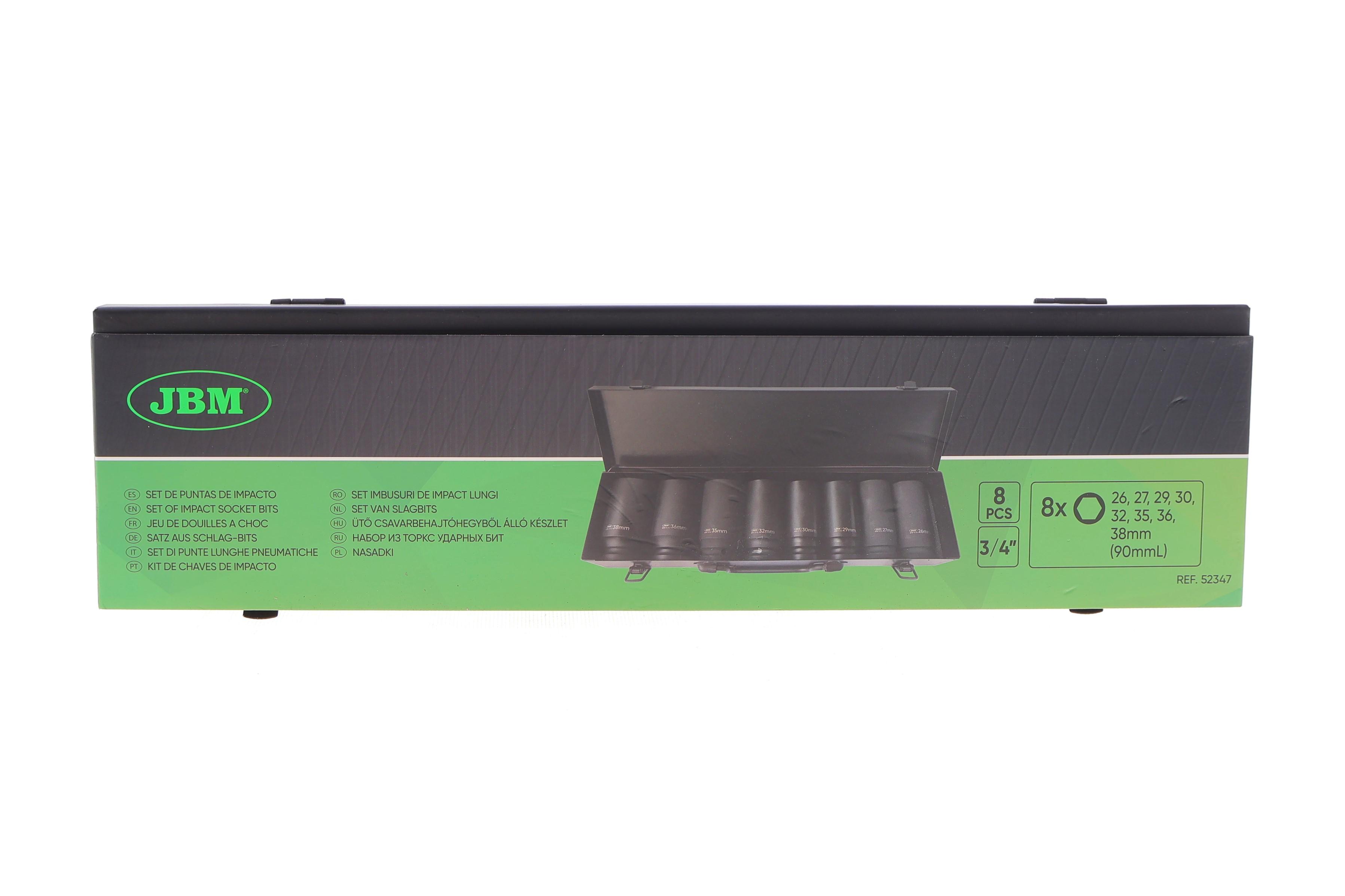 Набір ударних головок 3/4" 26-38 мм 8 од. Long 90 мм