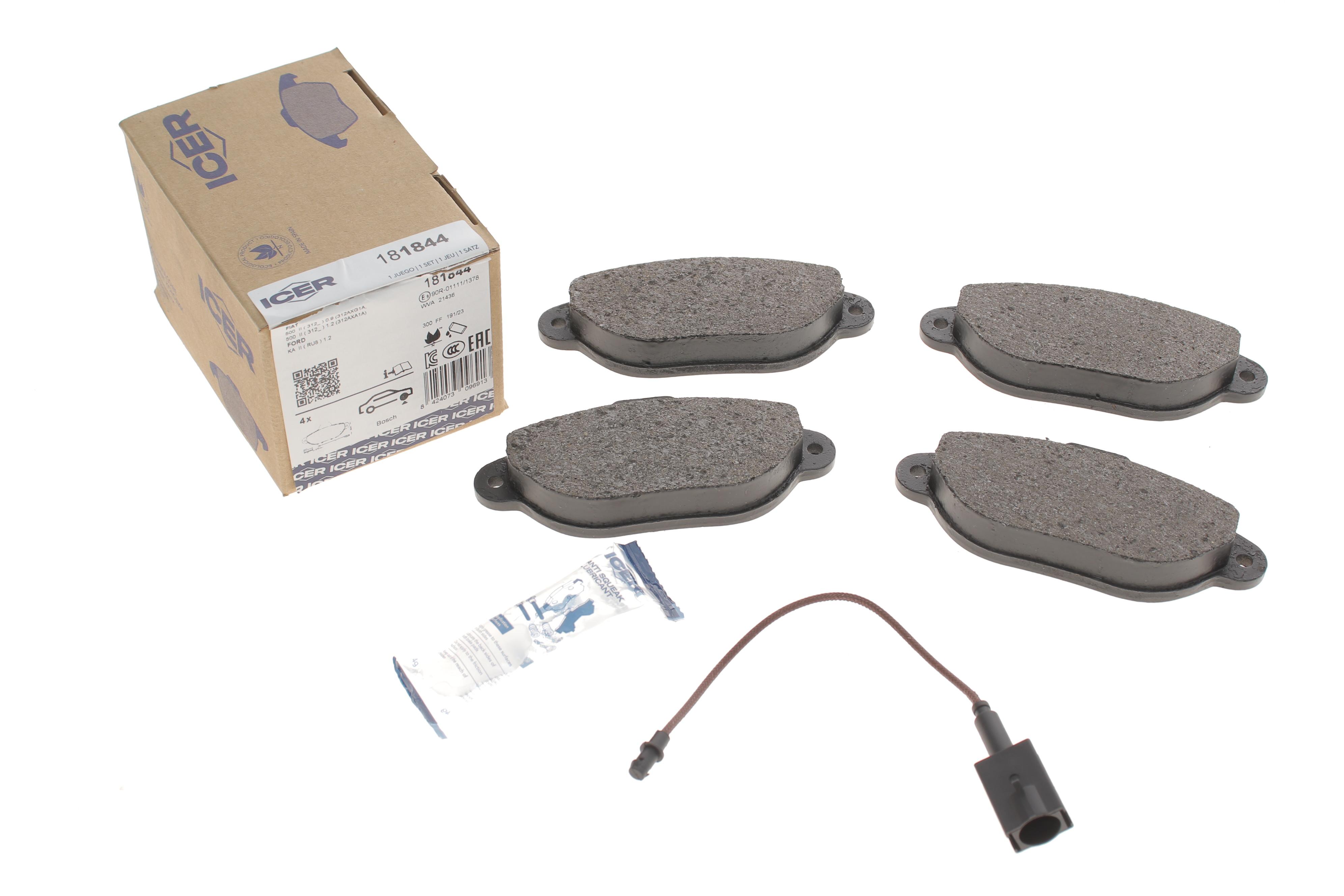 Колодки гальмівні (передні) Fiat 500 07-/Ford Ka 08-16 (+датчики)