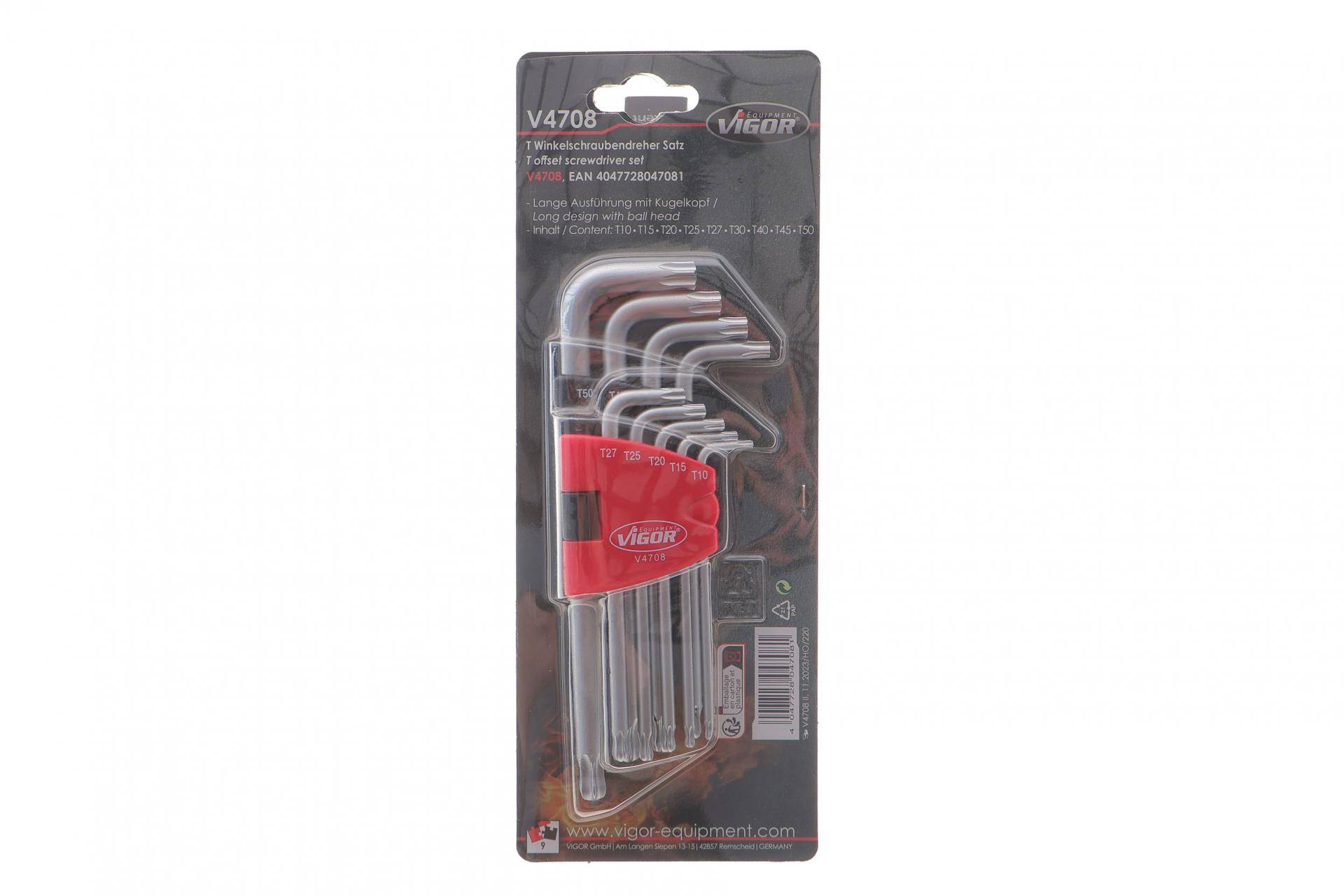 Набір ключів Г-под. Torx з круглим кінцем T10-T50