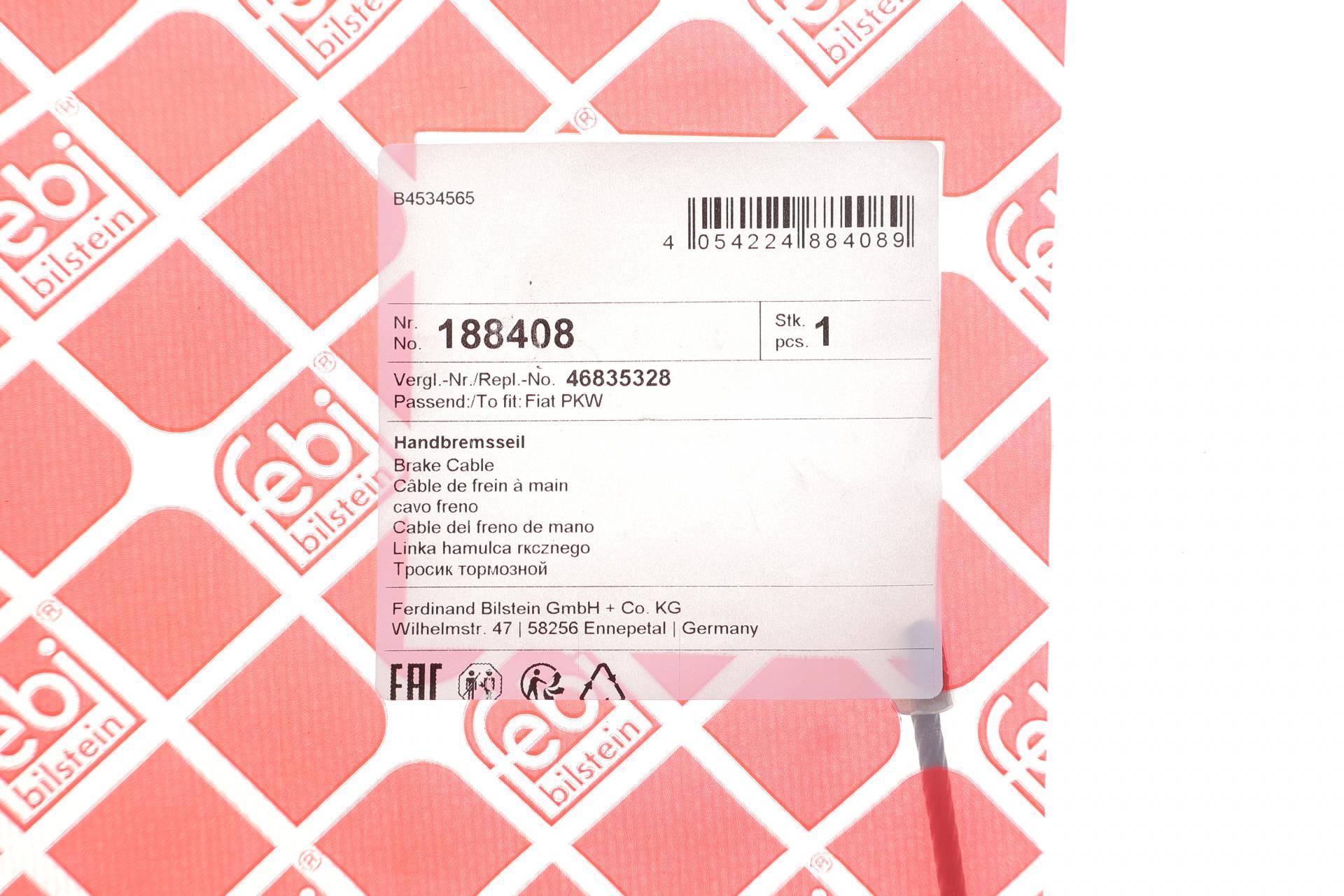 Трос ручника (задній) (R) Fiat Doblo 05- (L=1783)