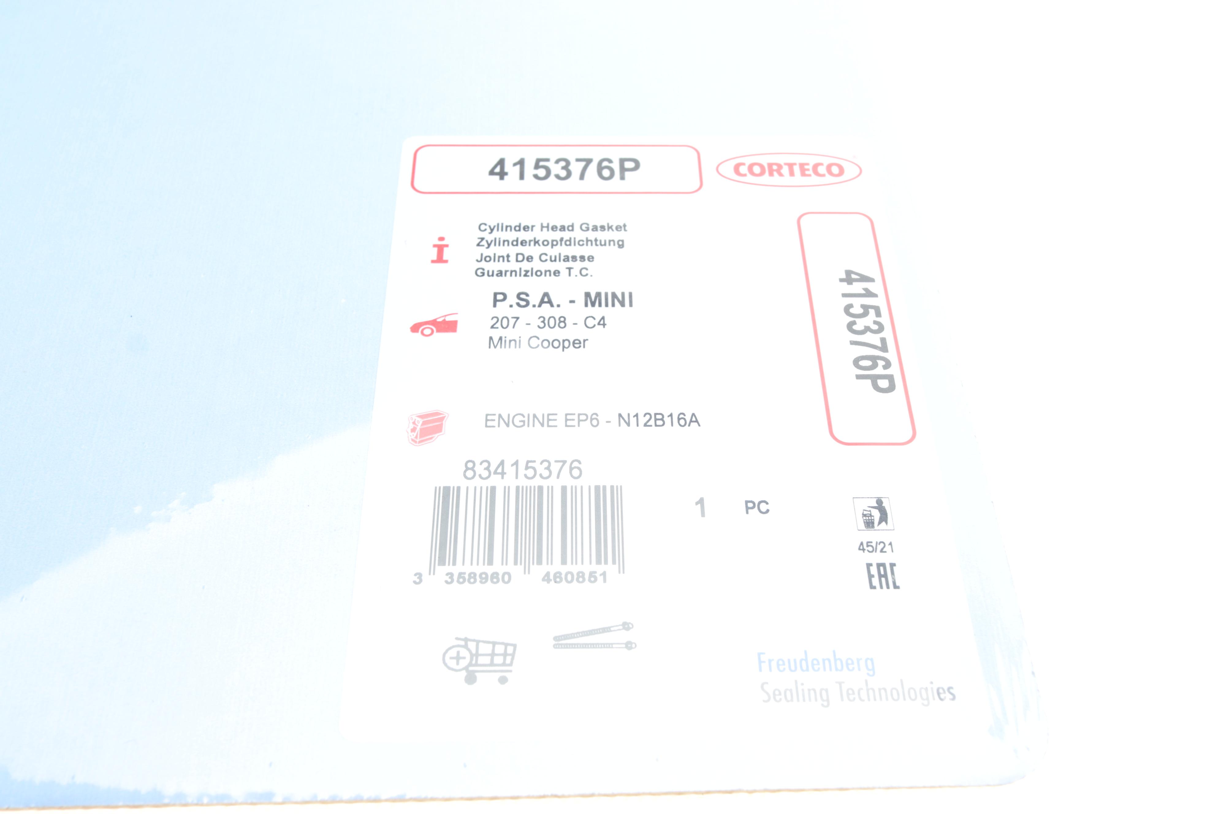 Прокладка ГБЦ Citroen Berlingo/Peugeot Partner 1.6 VTI 10- (0.9mm)