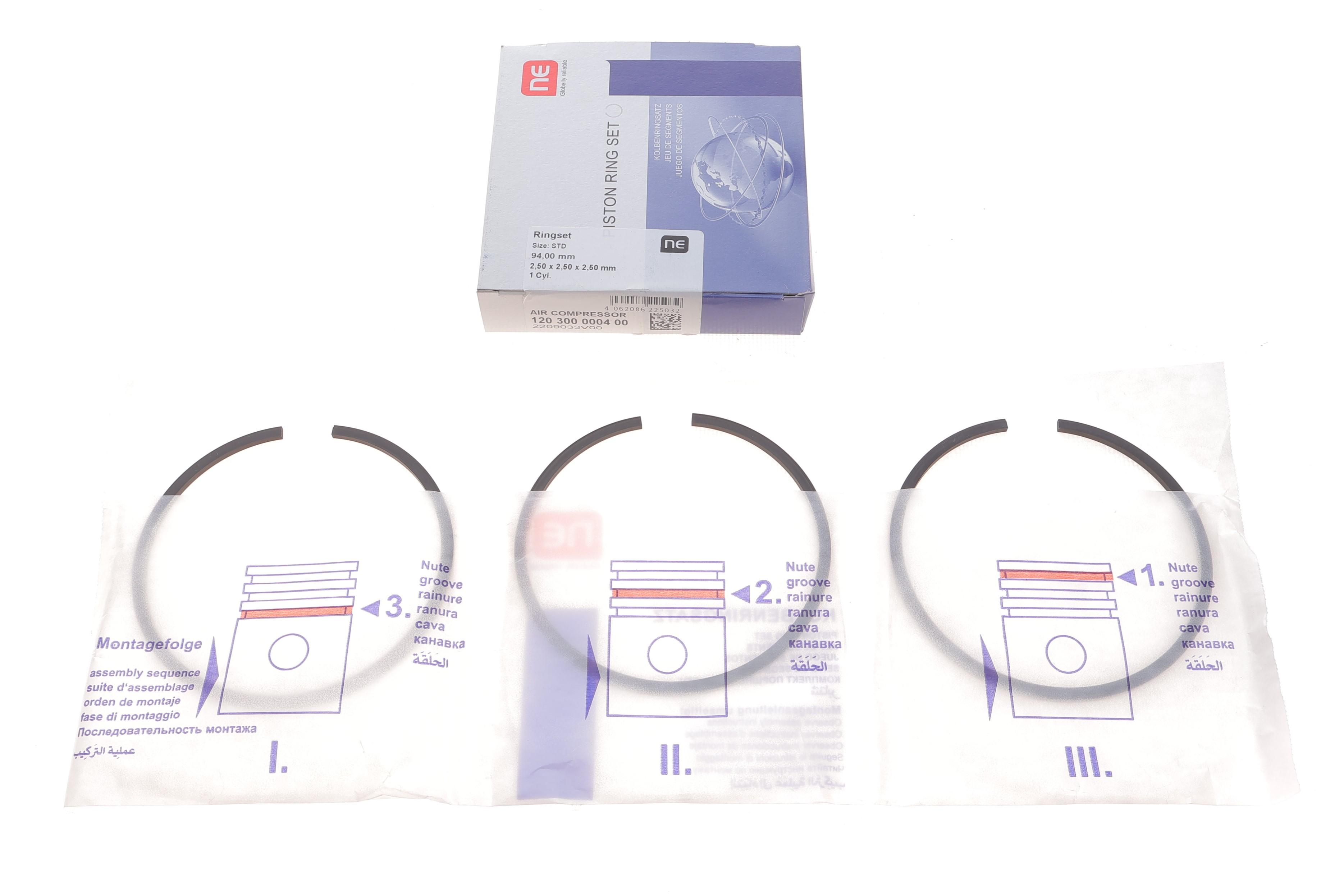 Кільця поршневі MB OM314/352/362/364/366/353 (94,00 мм/STD) (2,5-2,5-2,5) = 8910430000