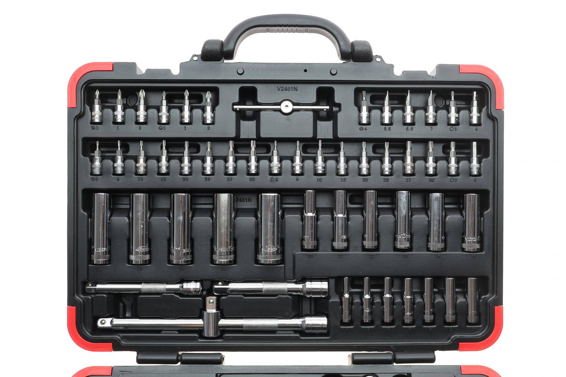 Haбіp інcтpумeнтів кoмбінoвaний 1/2", 1/4", 3/8" (головки, головки зі вставкою, біти) 172 од. (хромовані)