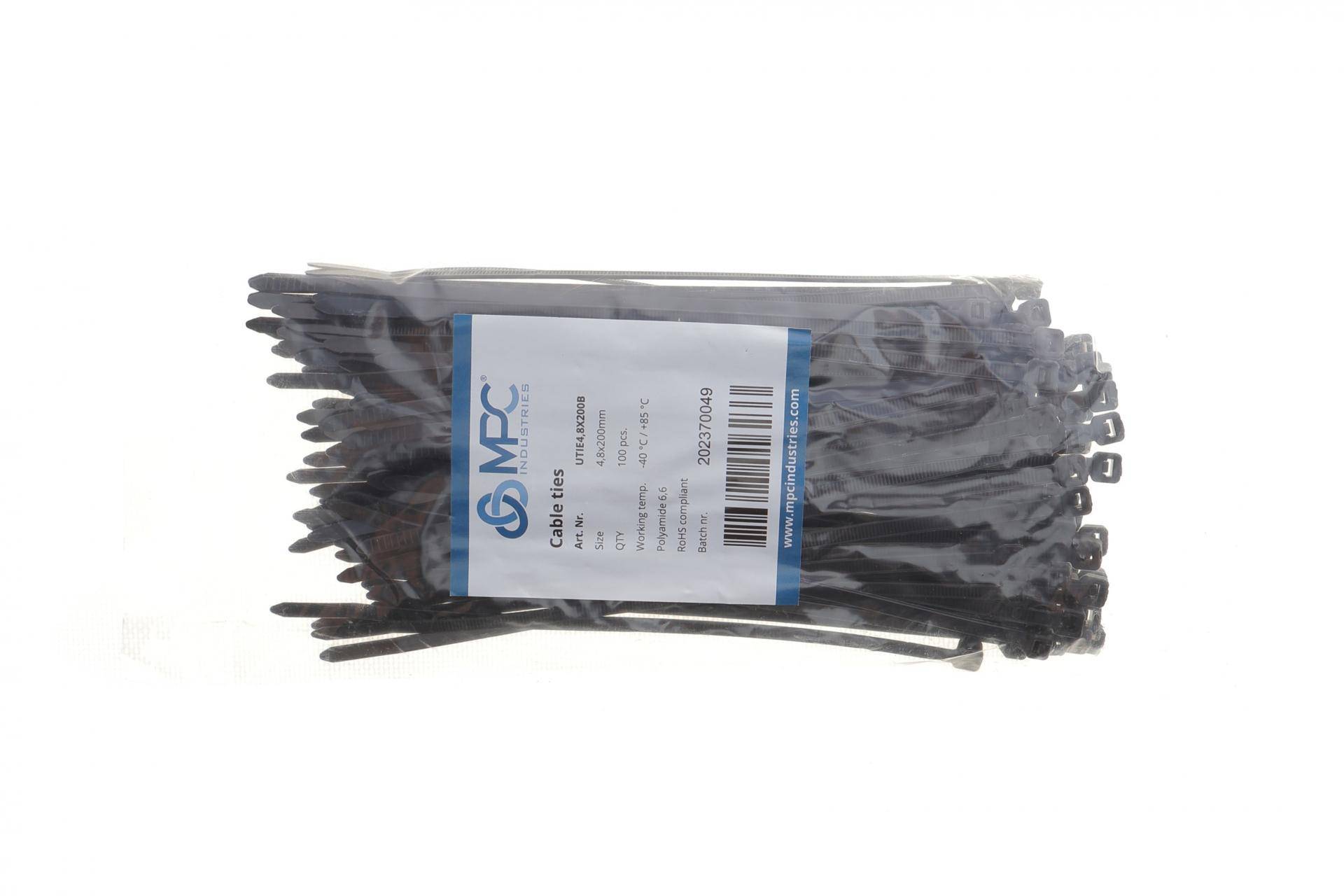 Набір стяжок пластикових 4,8x200 мм 100 од. (чорна)