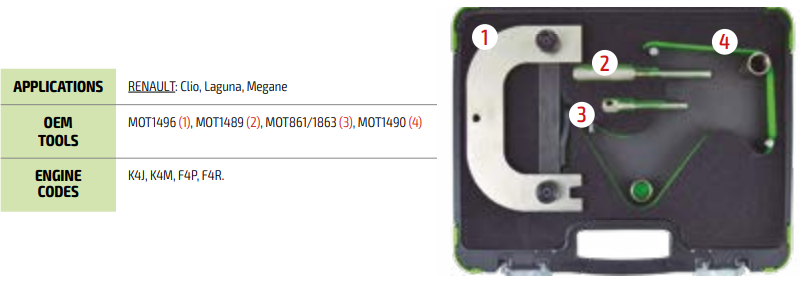 Інструмент регулювання зубчатого ременя Renault Clio/ Laguna/ Megane (K4J/ K4M/ F4P/ F4R)