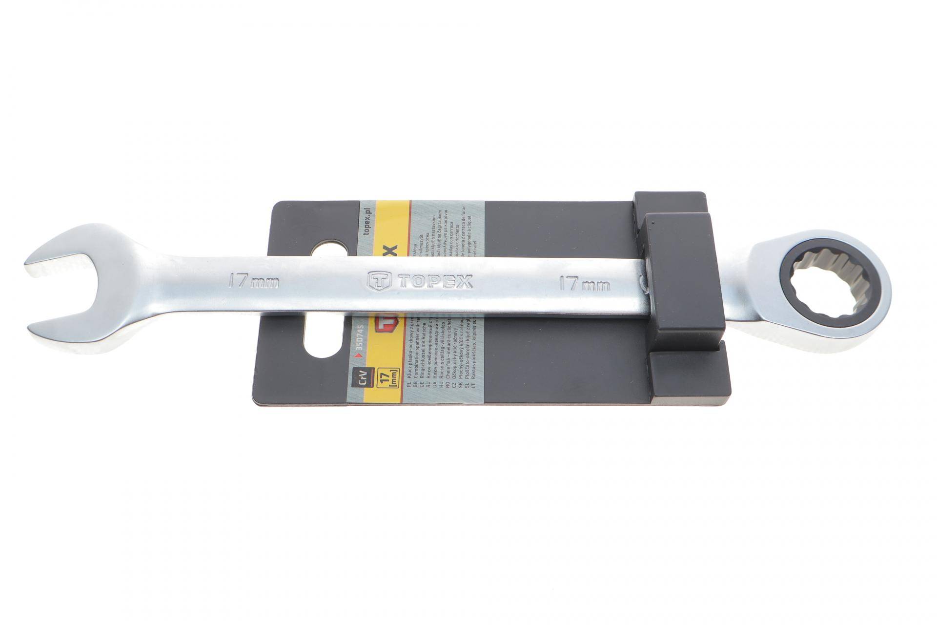 Ключ ріжково-накидний з тріскачкою 17 мм 48 зуб. L-225 мм