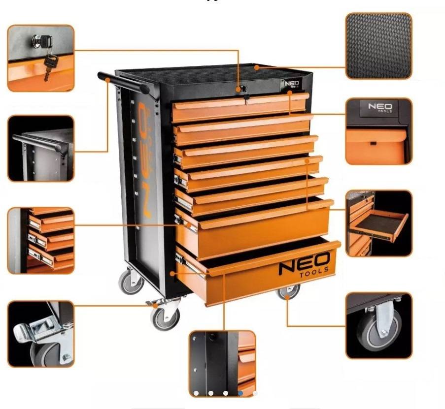 Візок з інструментами 7 секцій 176 од. (помаранчевий)