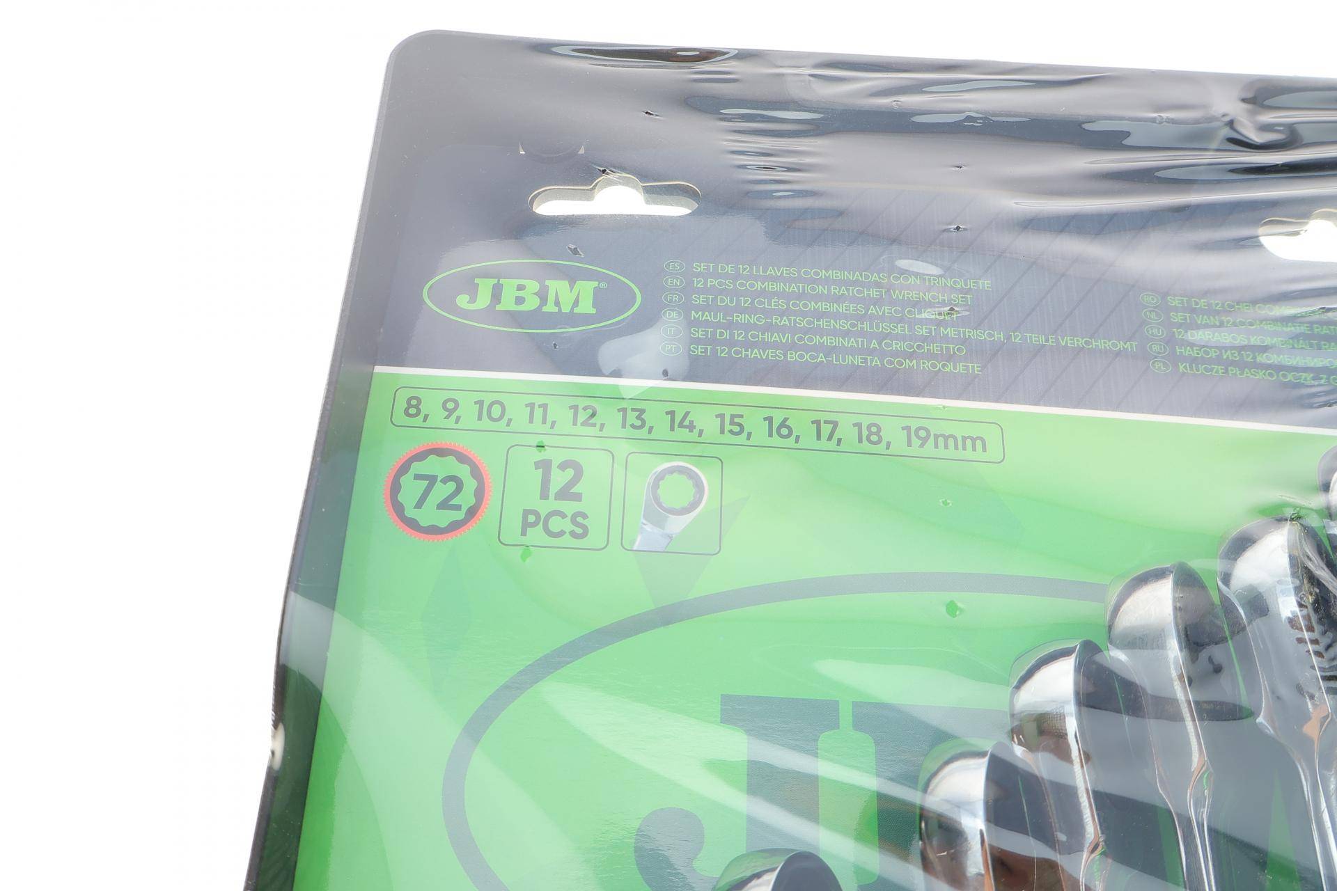 Набір ключів ріжково-накидних з тріскачкою 8-19 мм 12 од.