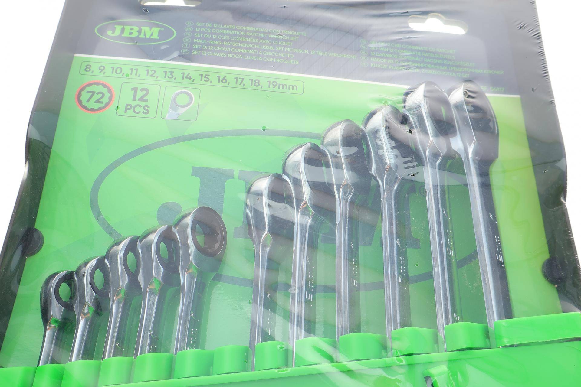 Набір ключів ріжково-накидних з тріскачкою 8-19 мм 12 од.