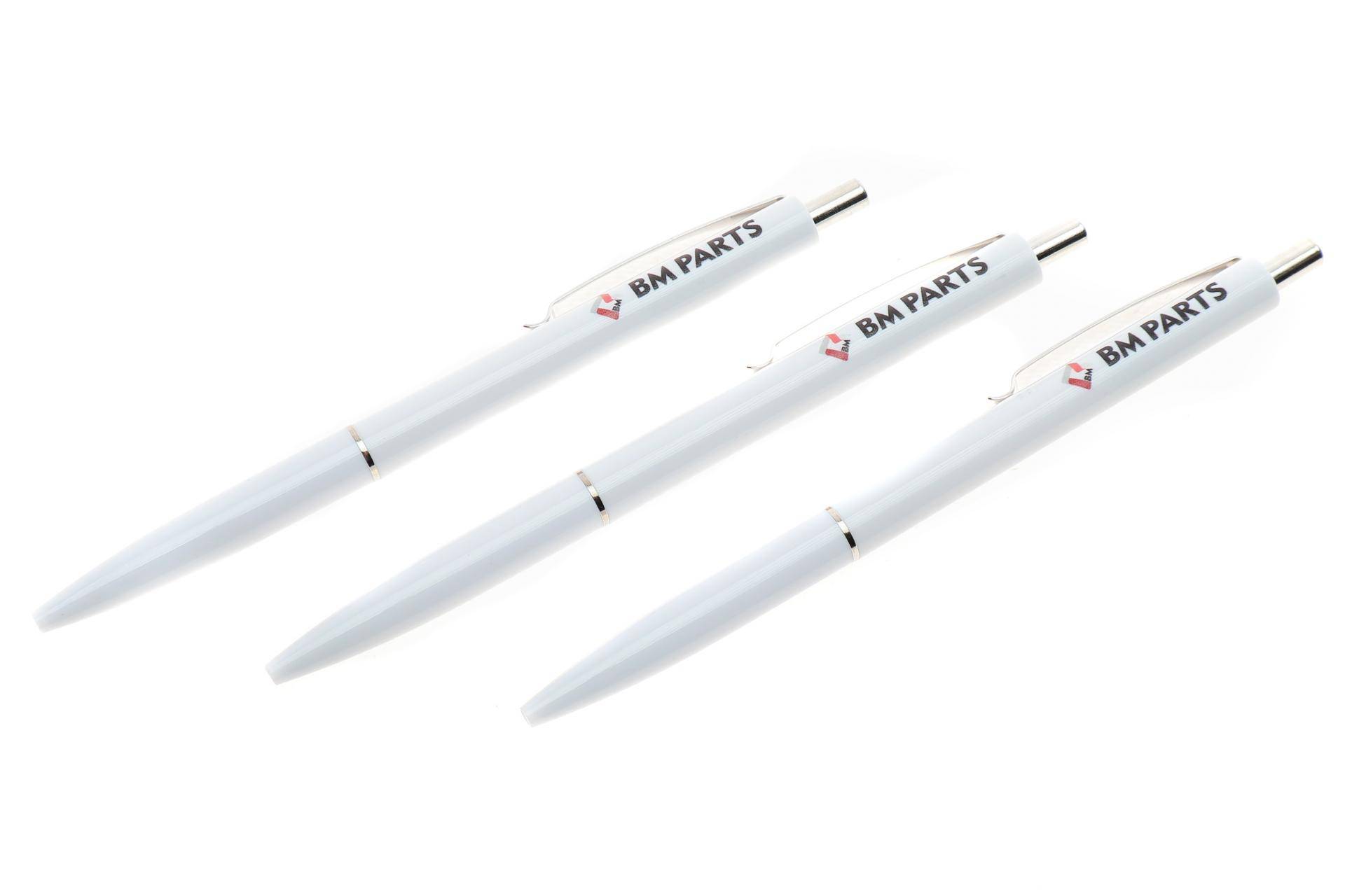 Ручка пластикова з логотипом BM Parts (біла) (к-кт 3 шт)