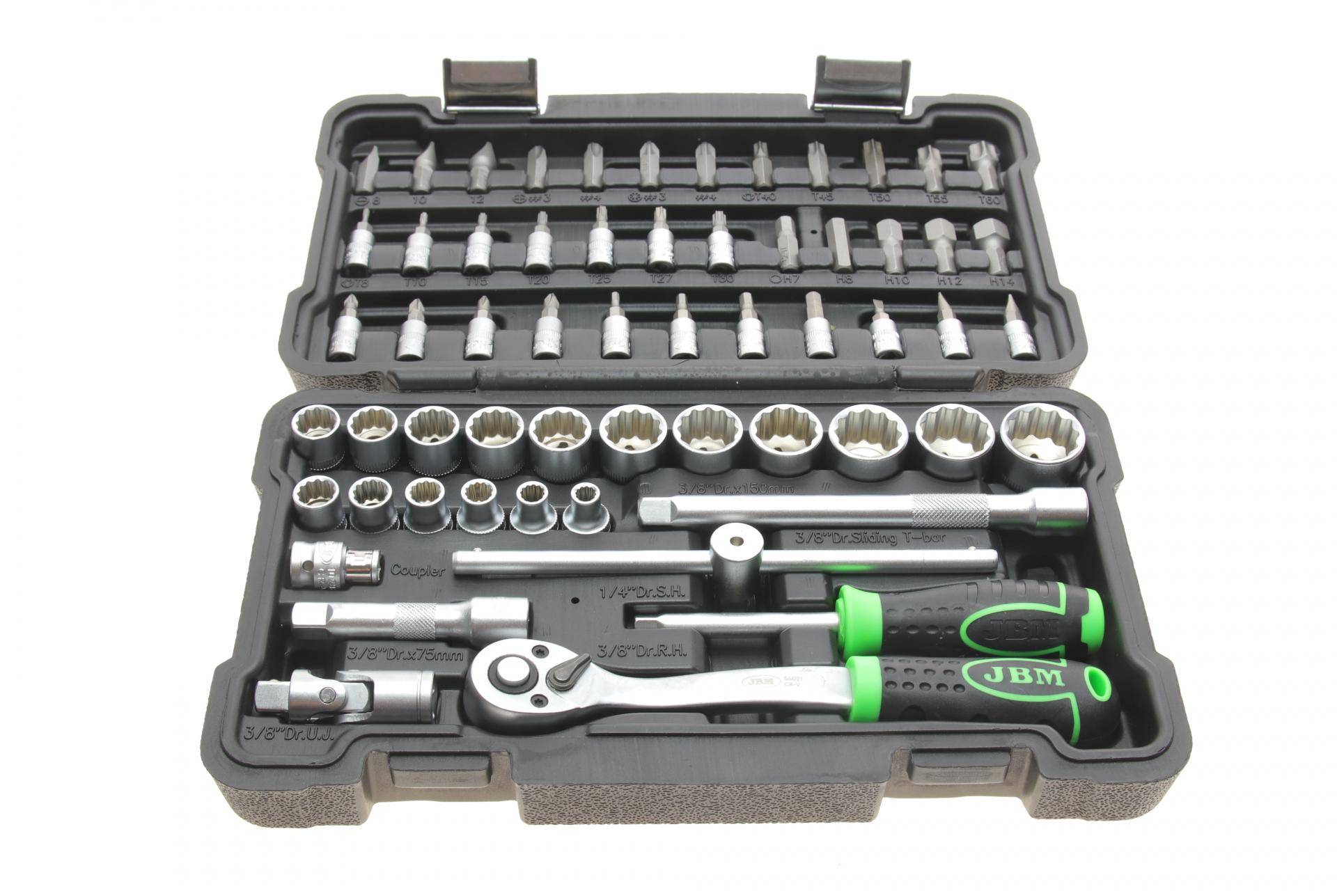 Набор инструмента комбинированный 1/4", 3/8" (головки 12-граней, биты, головки со вставками) 59 ед.