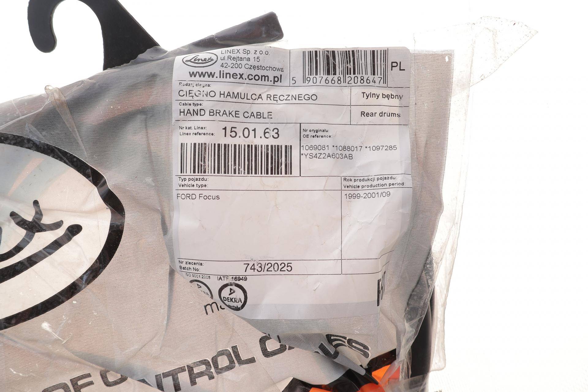 Трос ручника (задній) Ford Focus 98-04 (1480/1320)