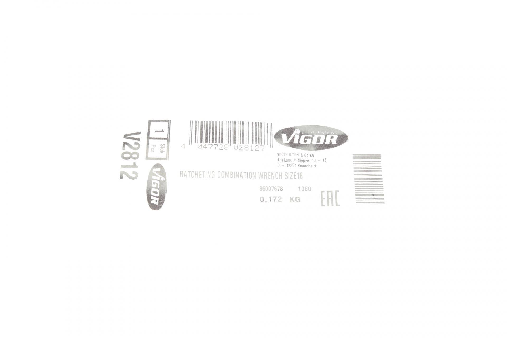 Ключ ріжково-накидний з тріскачкою 16 мм 72 зуб. L-215 мм