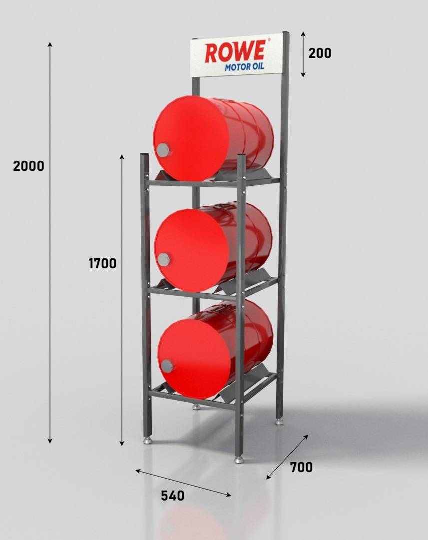 Стенд ROWE під три бочки 60л (2000*700*540 мм)