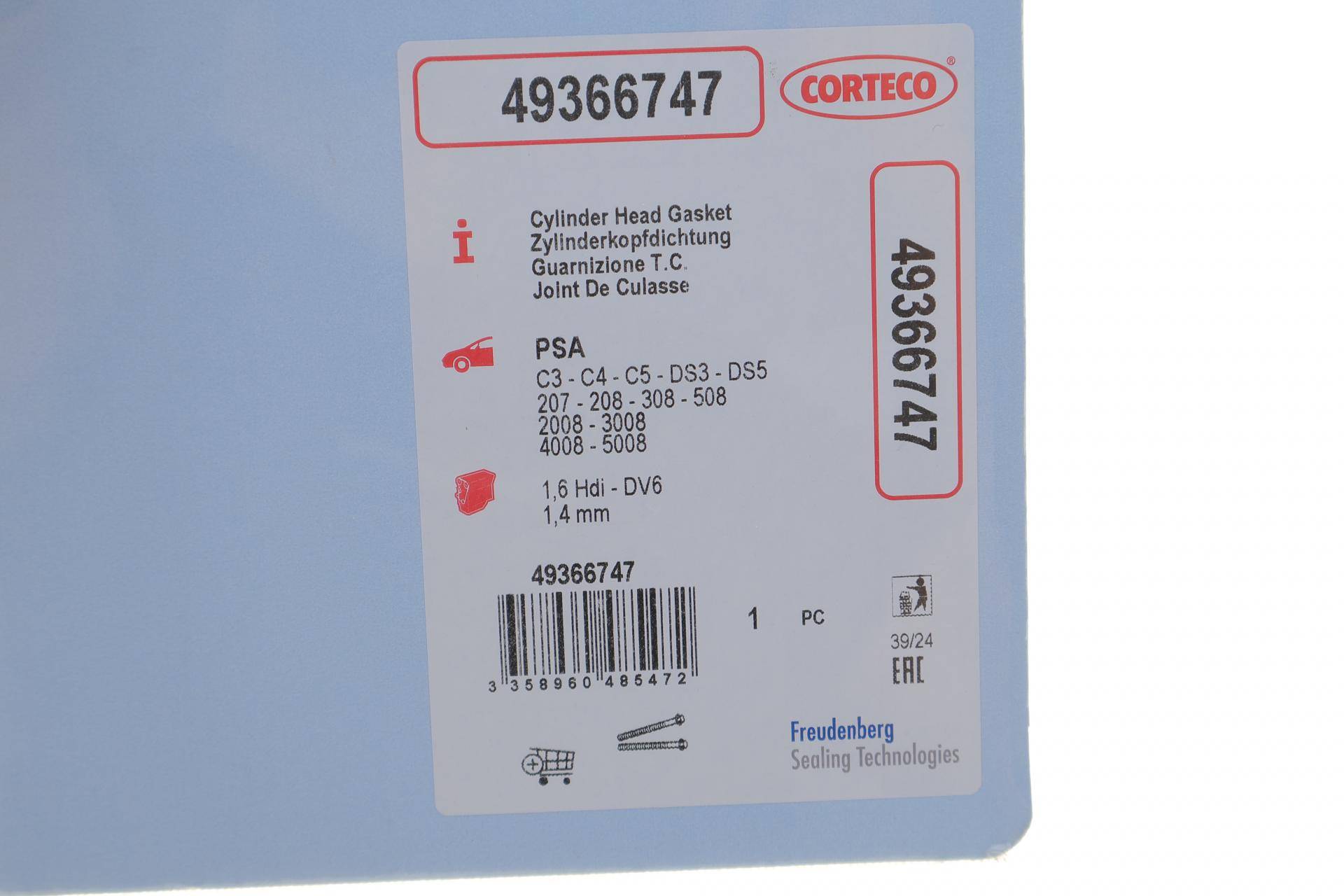 Прокладка ГБЦ Peugeot Expert/Fiat Scudo 1.6HDi 07- (1.4mm)