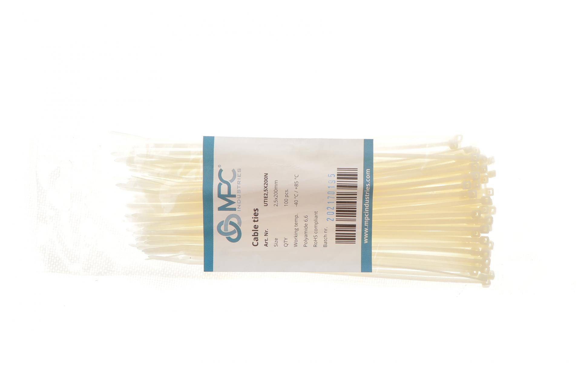 Набір стяжок пластикових 2,5x200 мм 100 од. (біла)