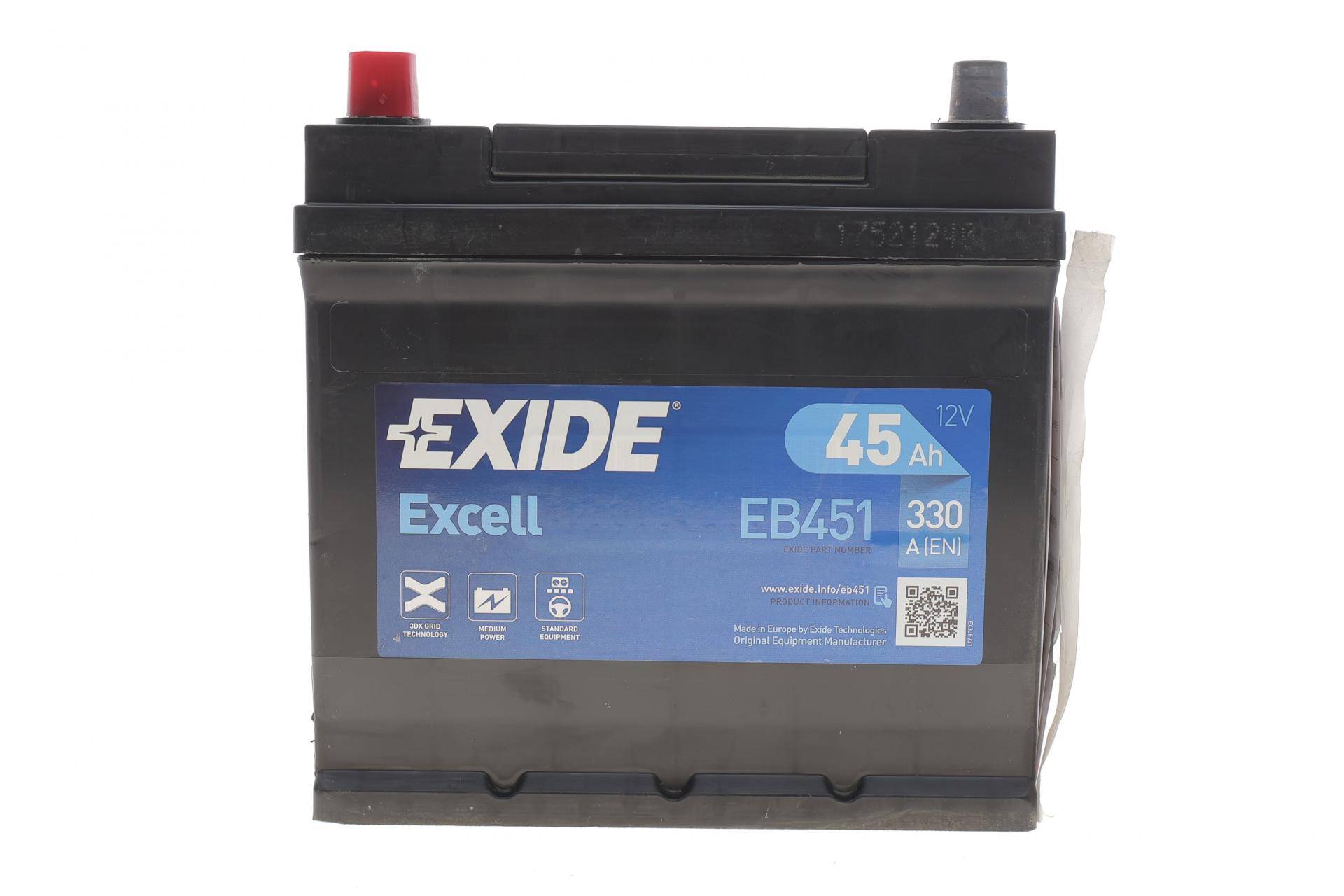 Акумуляторна батарея 45Ah/330A (220x135x225/+L/B1) Excell АзІя (зберігання на складі 16 міс.)