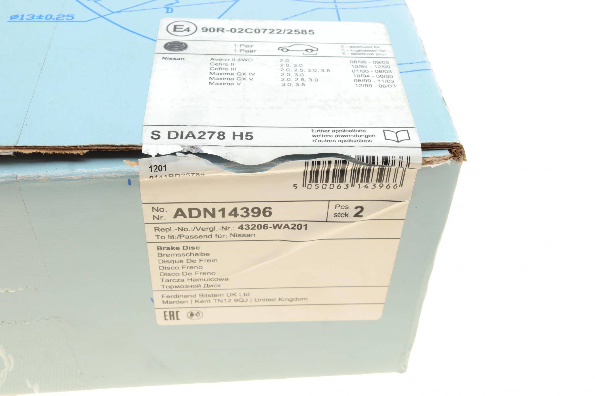 Диск тормозной (задний) Nissan Maxima 94-03/Cefiro 2.0-3.5 94-05 (278x9)