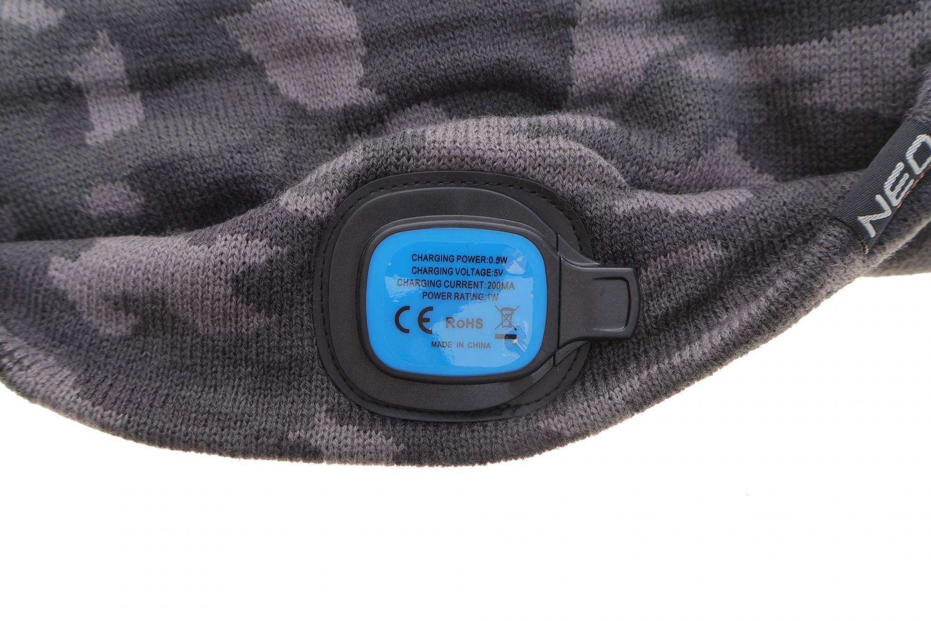 Шапка з LED-ліхтариком двошарова CAMO URBAN (USB-зарядка)