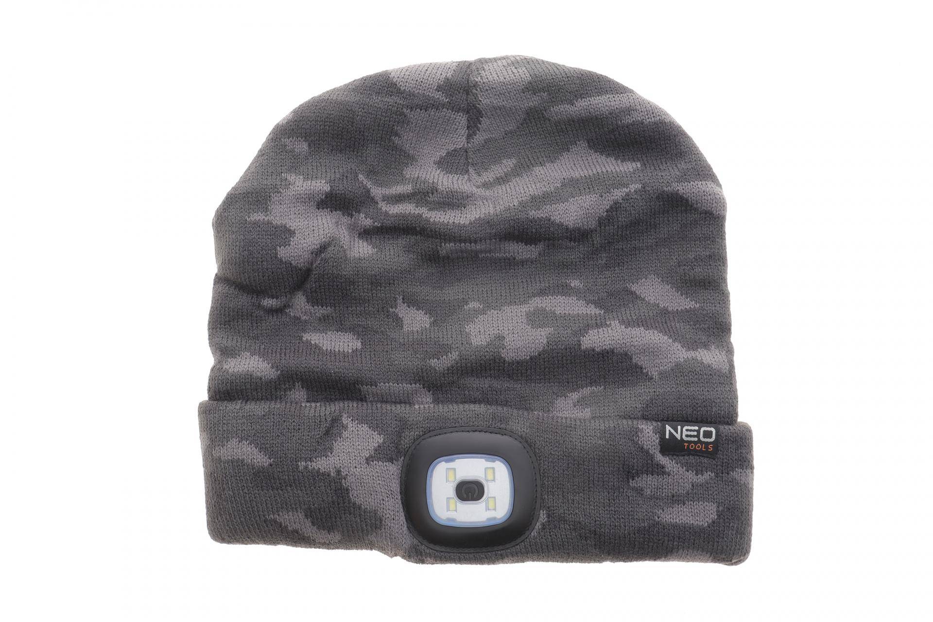 Шапка з LED-ліхтариком двошарова CAMO URBAN (USB-зарядка)