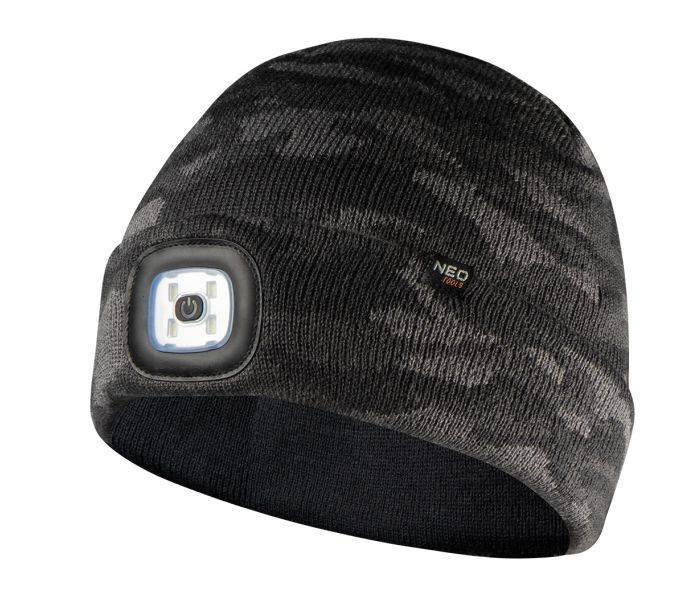 Шапка з LED-ліхтариком двошарова CAMO URBAN (USB-зарядка)