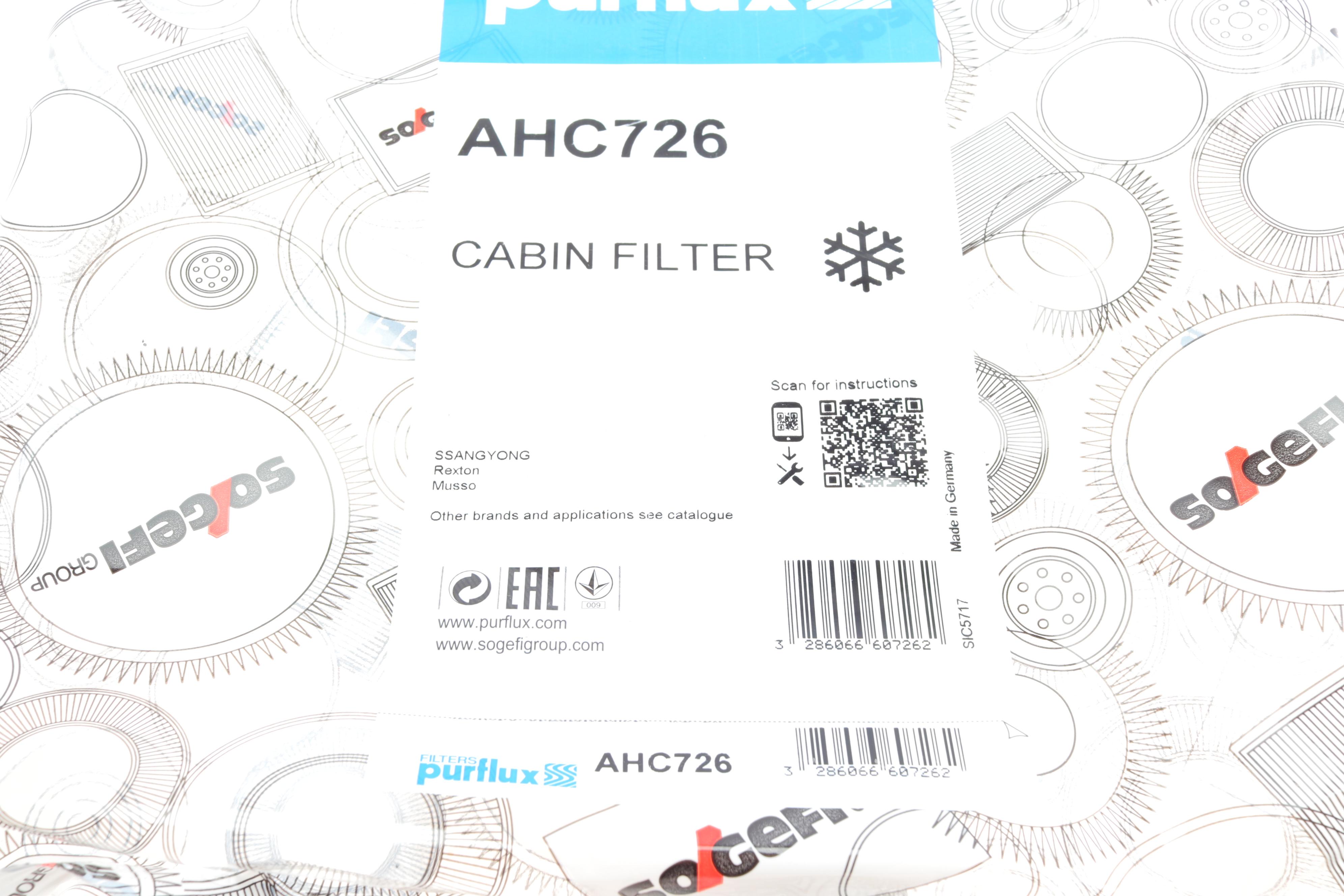 Фільтр салону SsangYong Musso/Rexton 2.0/2.2D 18- (вугільний)