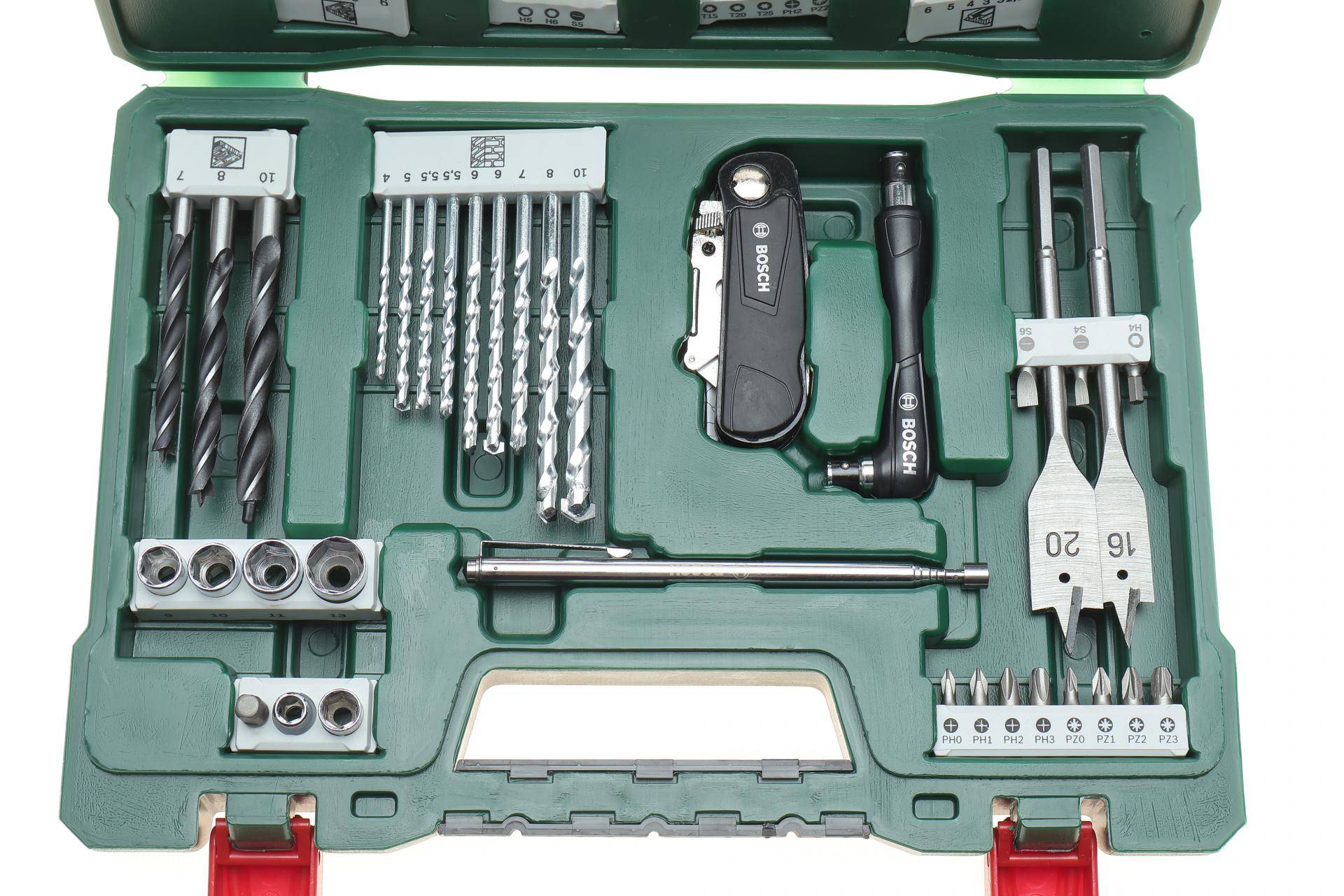 Набір свердл та біт Bosch V-Line Ø2-20 мм 68 од. (шуруповерт кутовий в комплекті)