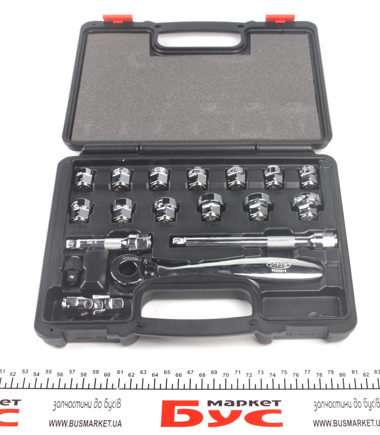 Набор сквозных плоских торцевых головок с трещоткой 3/8" 18 ед.