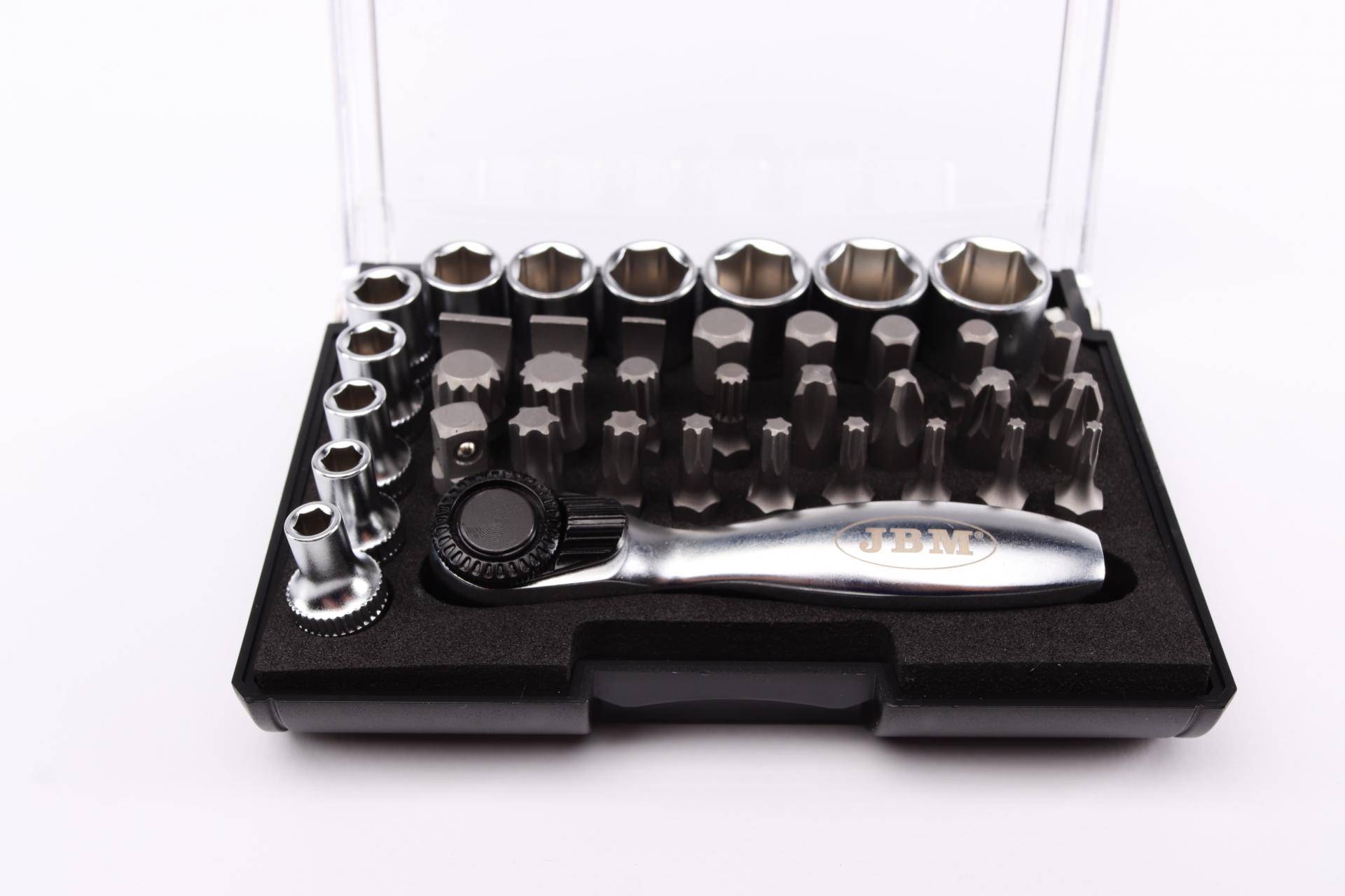 Набір інструментів комбінований 1/4" (головки, біти) 37 од. (хромовані)