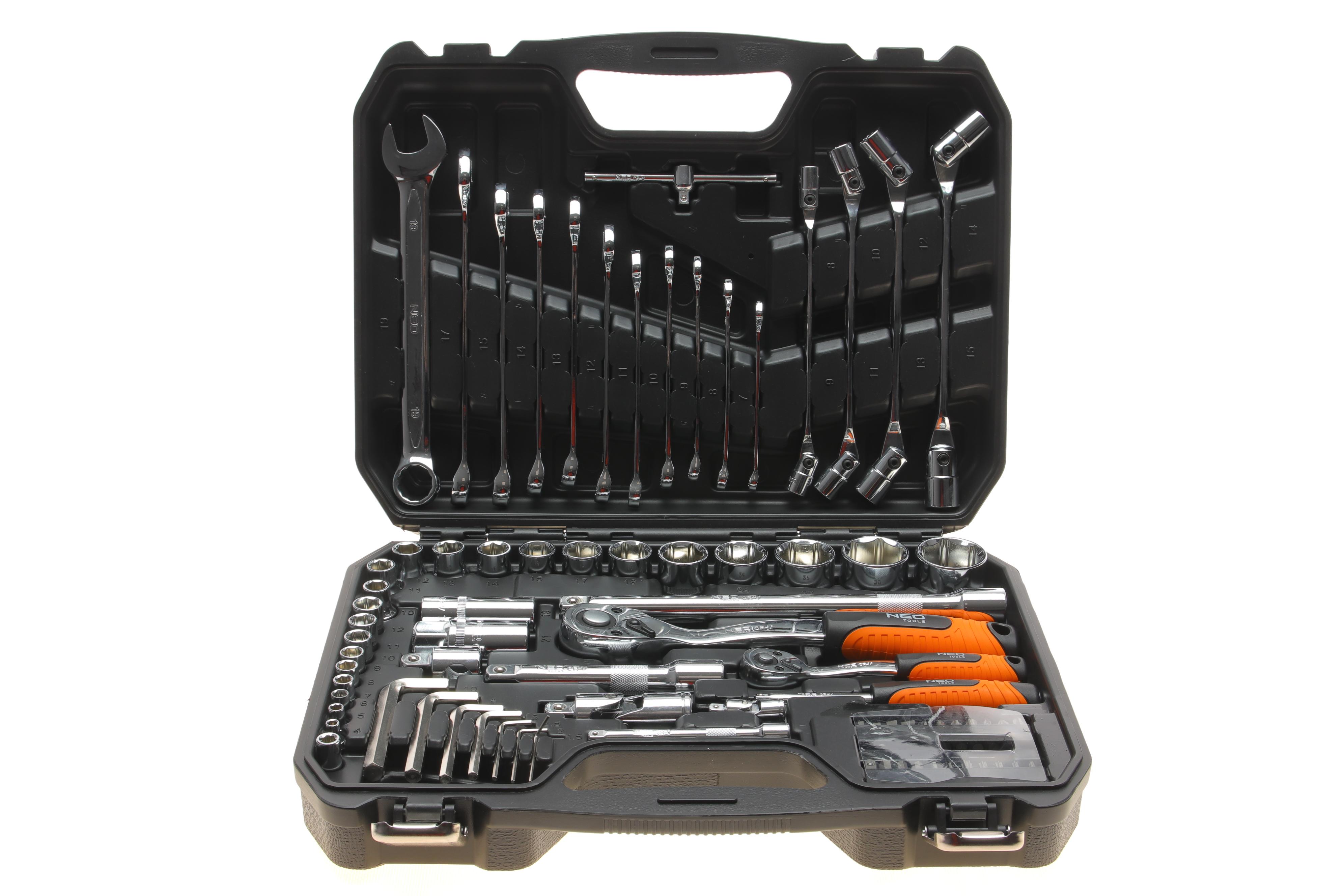 Haбіp інcтpумeнтів кoмбінoвaний 1/2", 1/4" (головки, біти, ключі) 77 од. (хромовані)