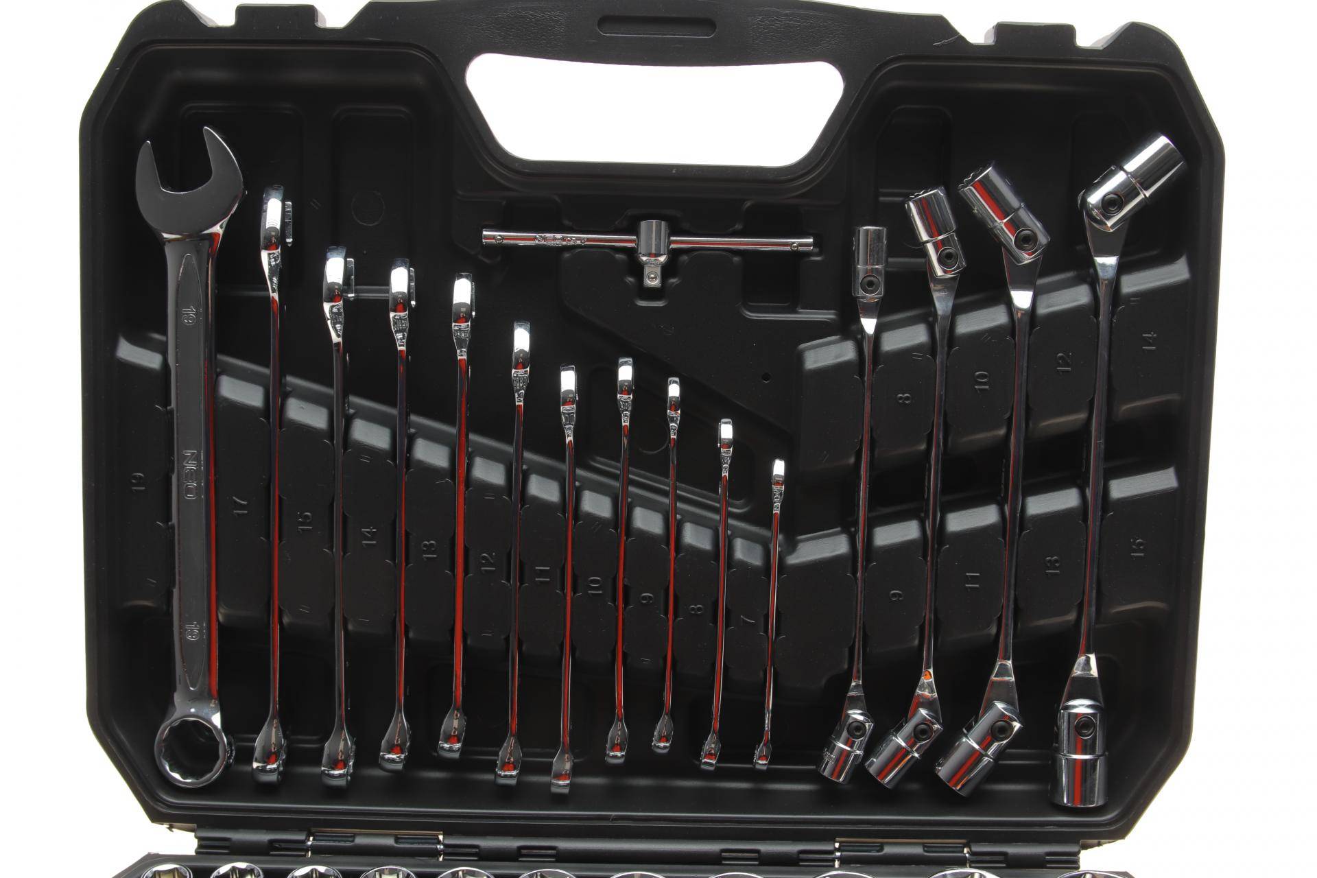 Haбіp інcтpумeнтів кoмбінoвaний 1/2", 1/4" (головки, біти, ключі) 77 од. (хромовані)