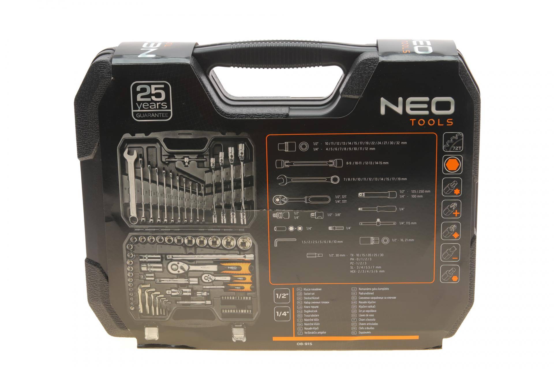 Haбіp інcтpумeнтів кoмбінoвaний 1/2", 1/4" (головки, біти, ключі) 77 од. (хромовані)