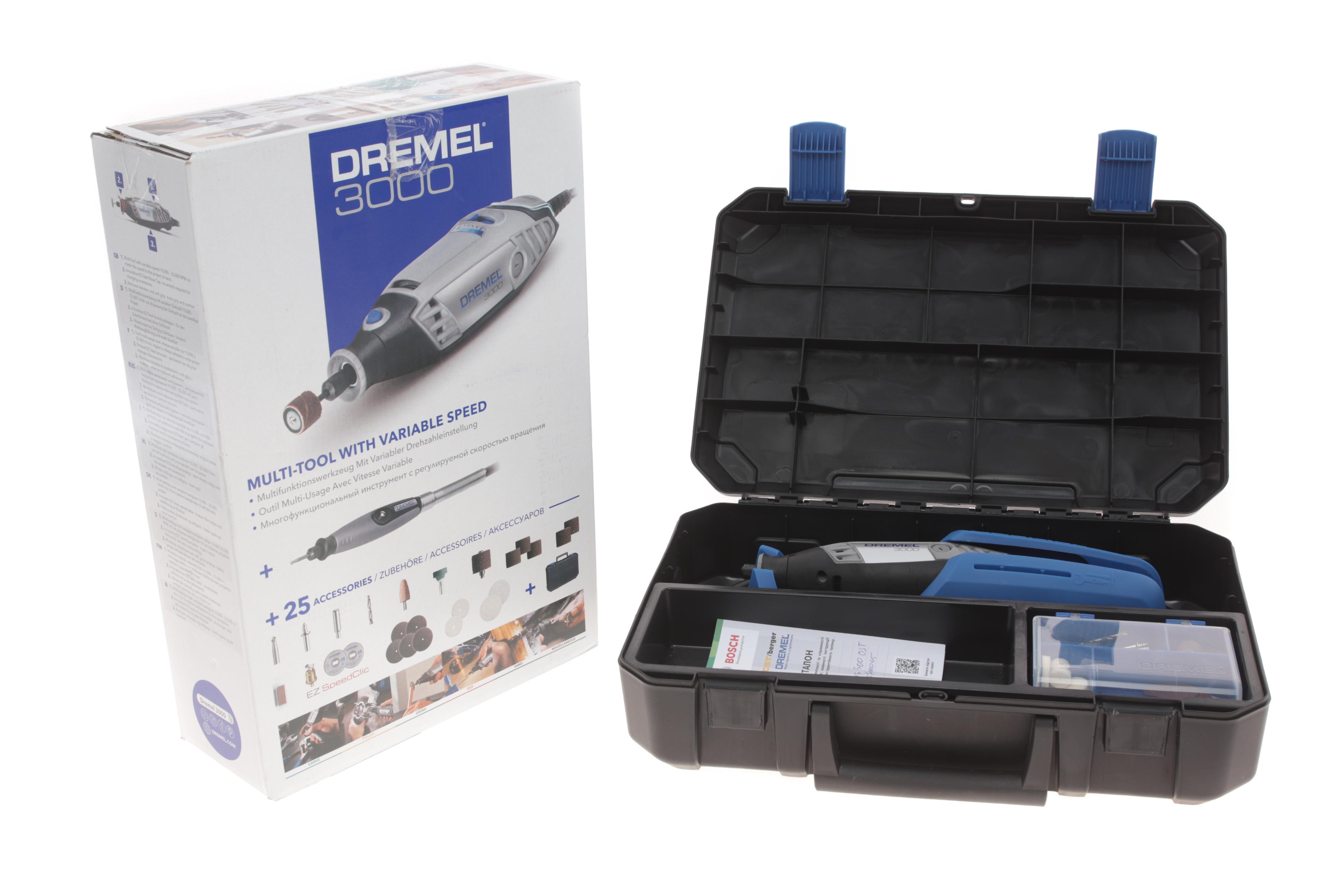 Гравер Dremel 3000 (130 Вт, 10000-30000 об/хв, 25 насадок в комплекті) замінено на F0133000JP