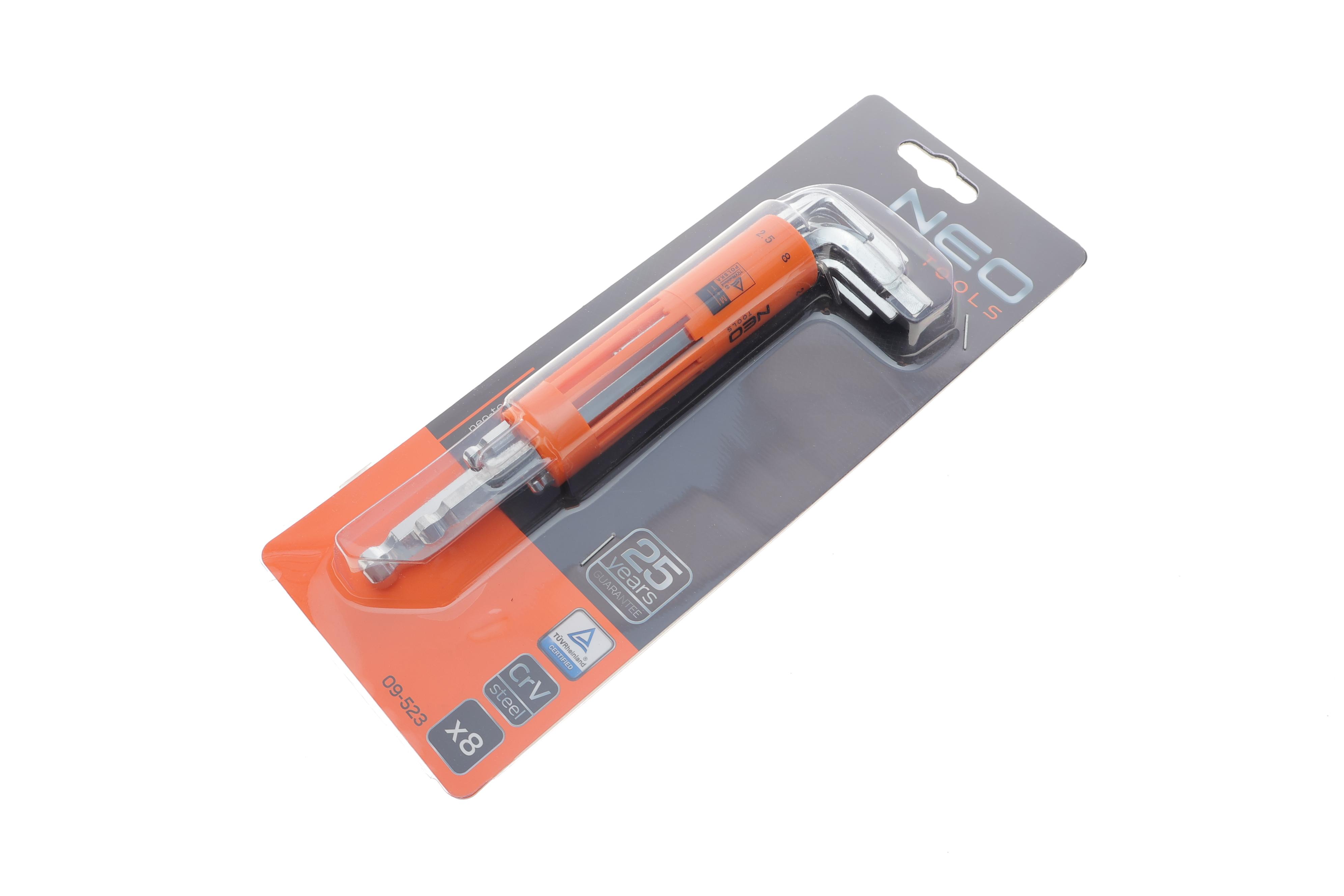 Набір ключів Г-под. Hex з круглим кінцем 2-10 мм