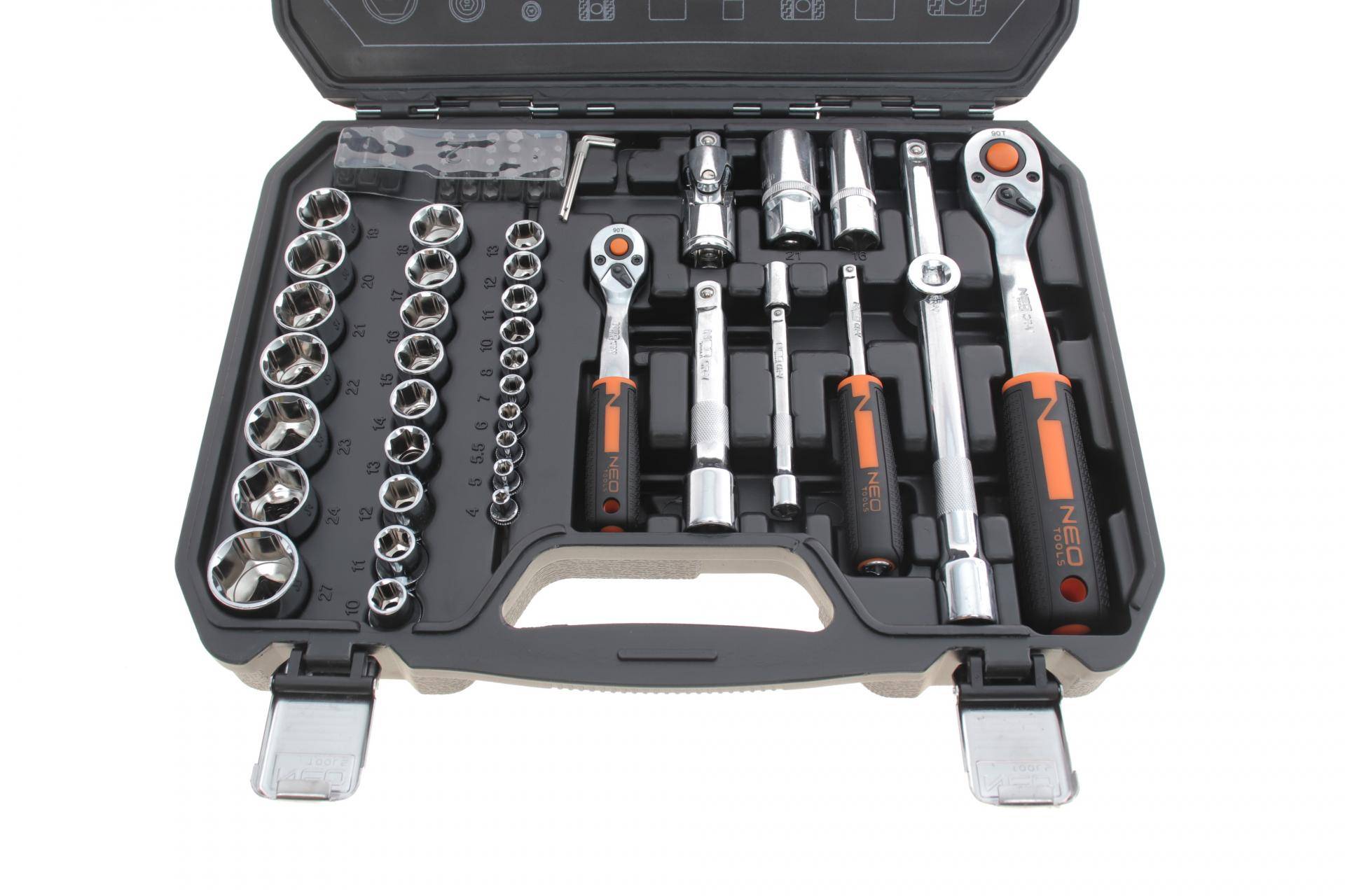 Набір інструментів комбінований 1/2", 1/4" (головки, біти) 73 од. (хромовані)