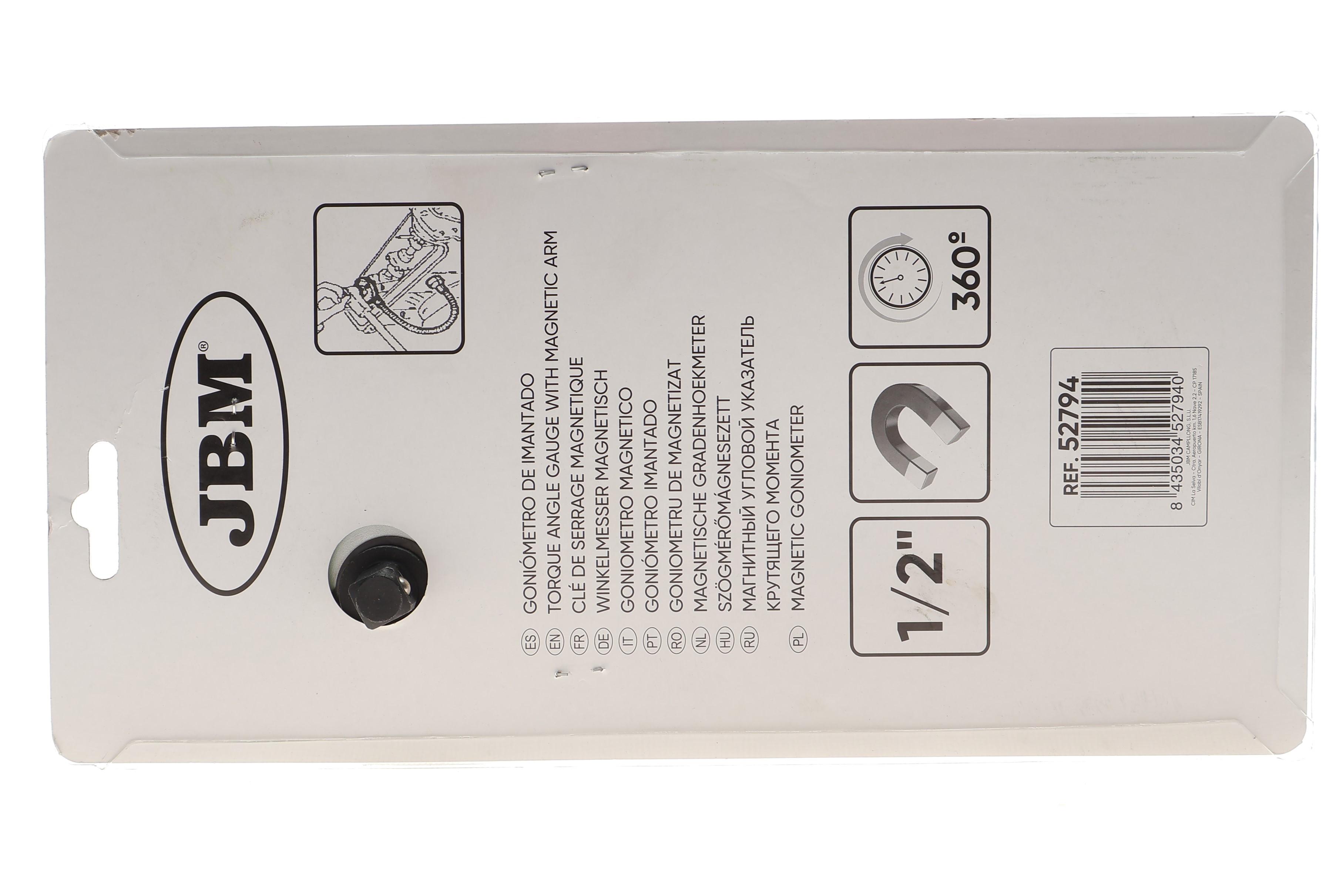 Кутомір аналоговий 1/2" з магнітом для вимірювання кута повороту 360°