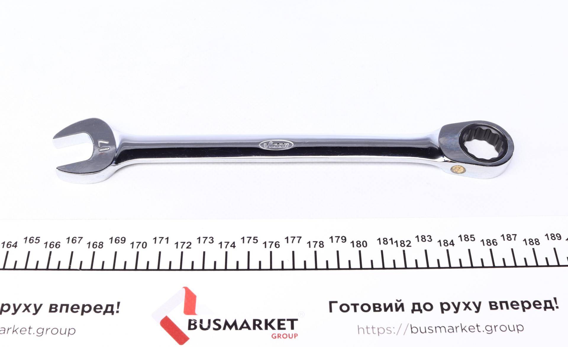 Ключ ріжково-накидний з тріскачкою 17 мм 72 зуб. L-225 мм