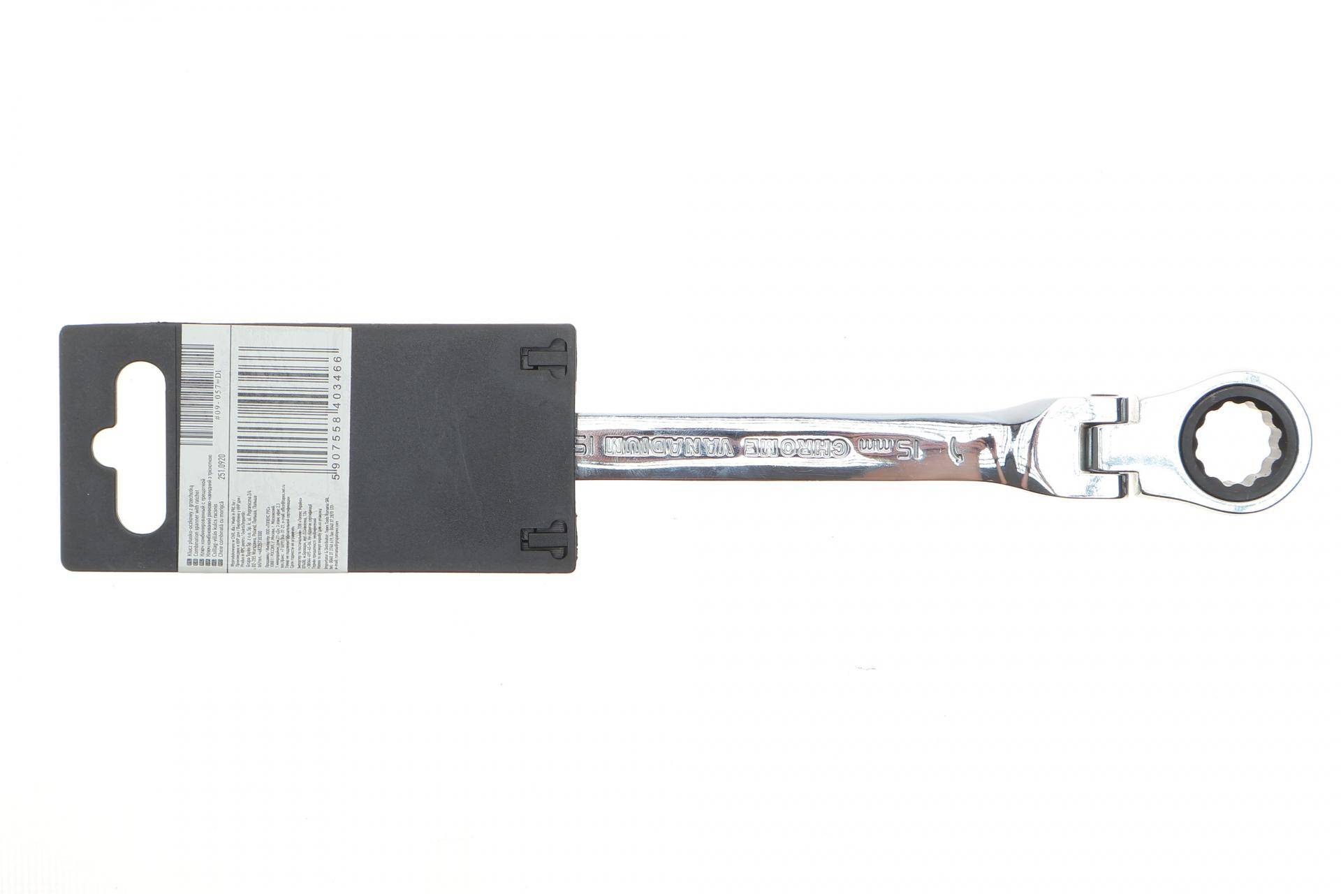 Ключ ріжково-накидний з тріскачкою 15 мм 72 зуб. L-195 мм