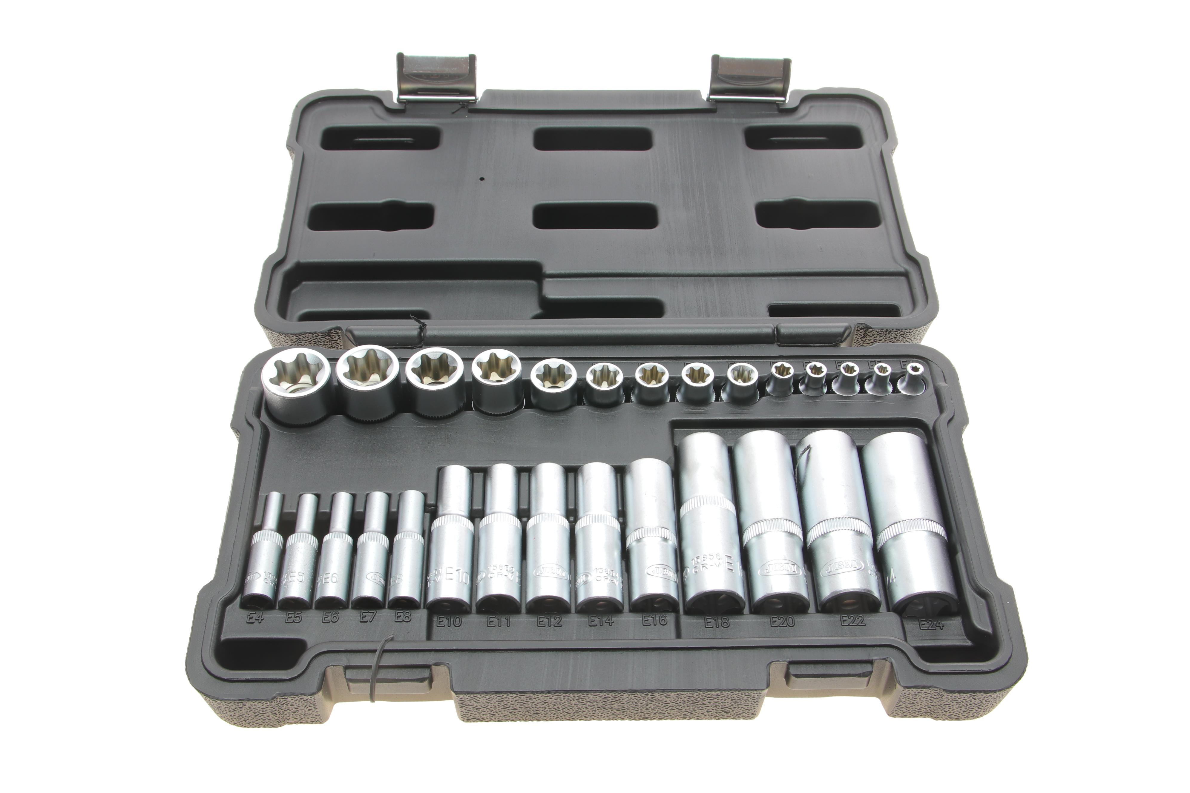 Набір головок E-профілем 1/4", 3/8", 1/2" E4-24 28 од.