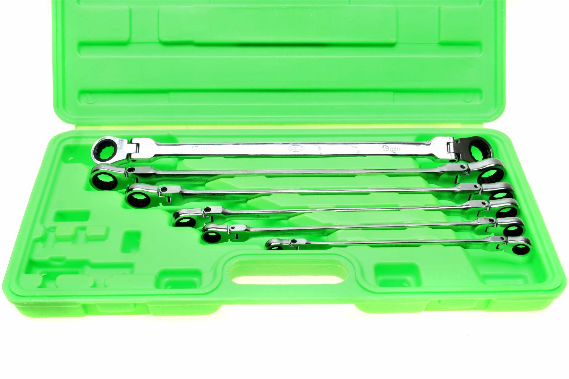 Набір ключів накидних з тріскачкою 8x9-17x19 мм 6 од.