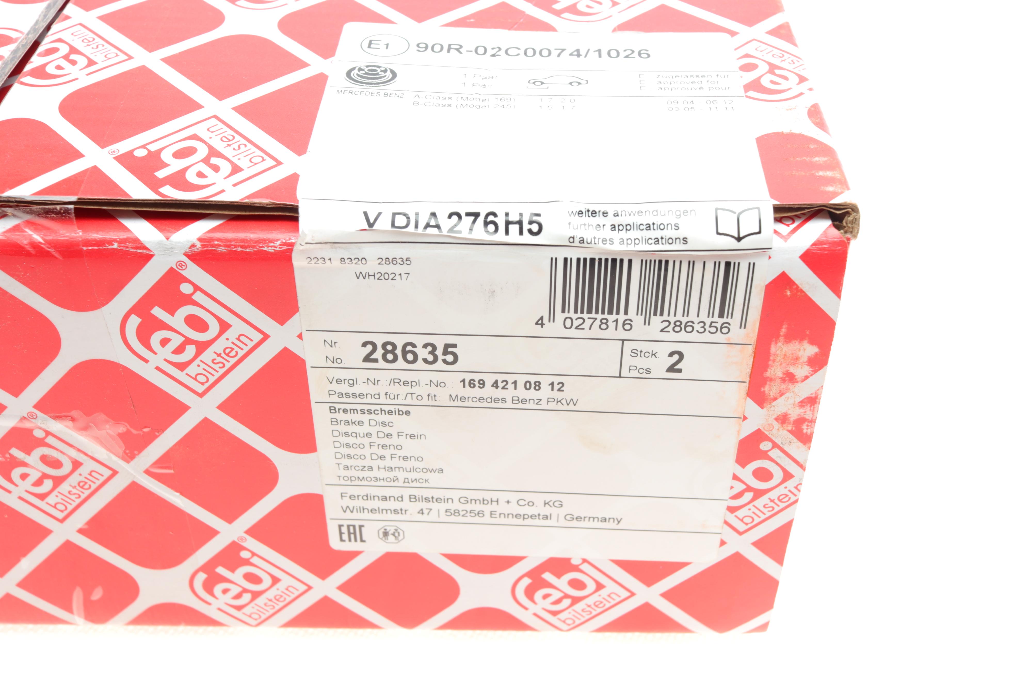 Диск гальмівний (передній) MB A-class (W169) /B-class (W245) 05-12 (276x22)