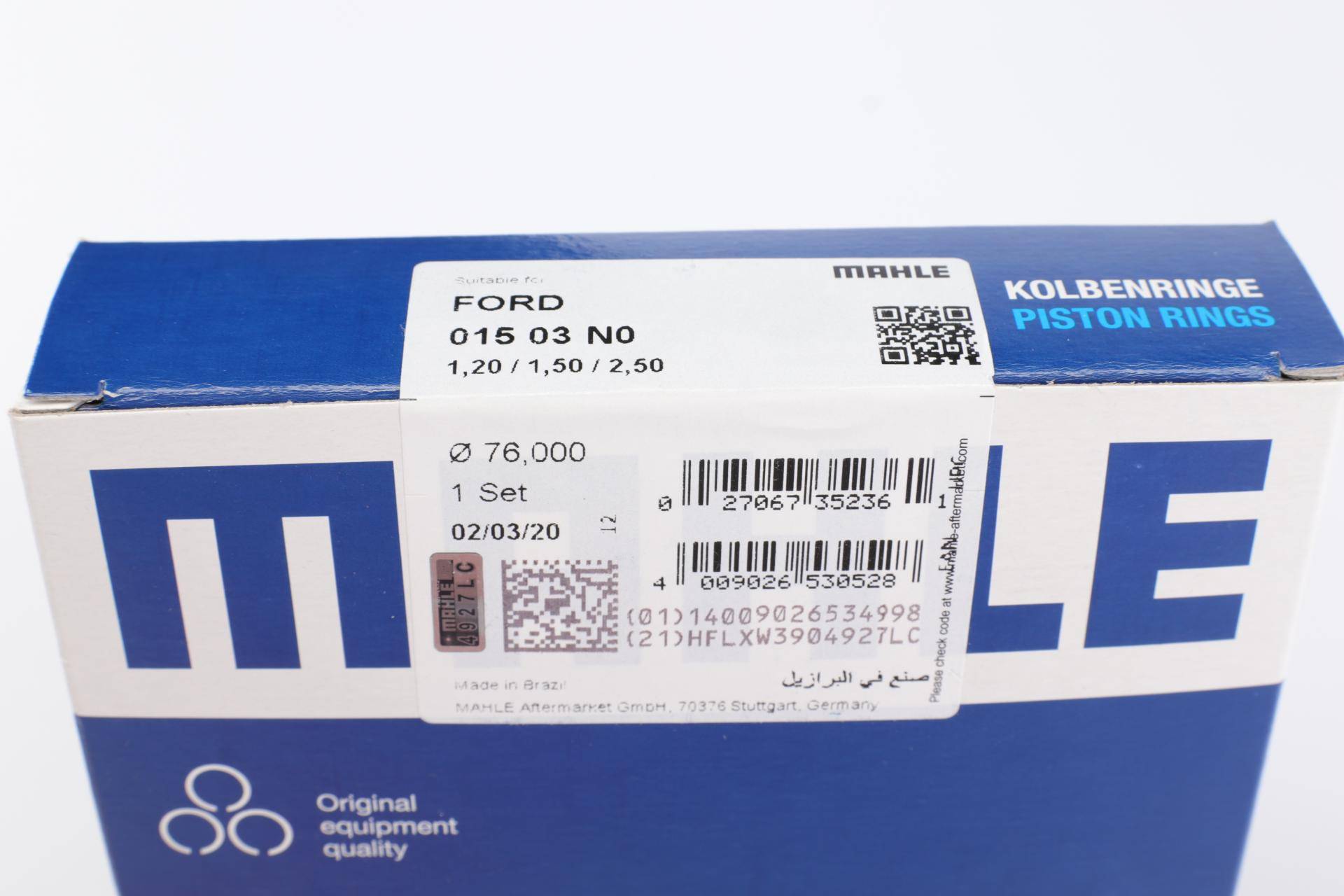 Кільця поршневі Ford Focus 1.4i 98-12 (76.00mm/STD) (1.2-1.5-2.5)