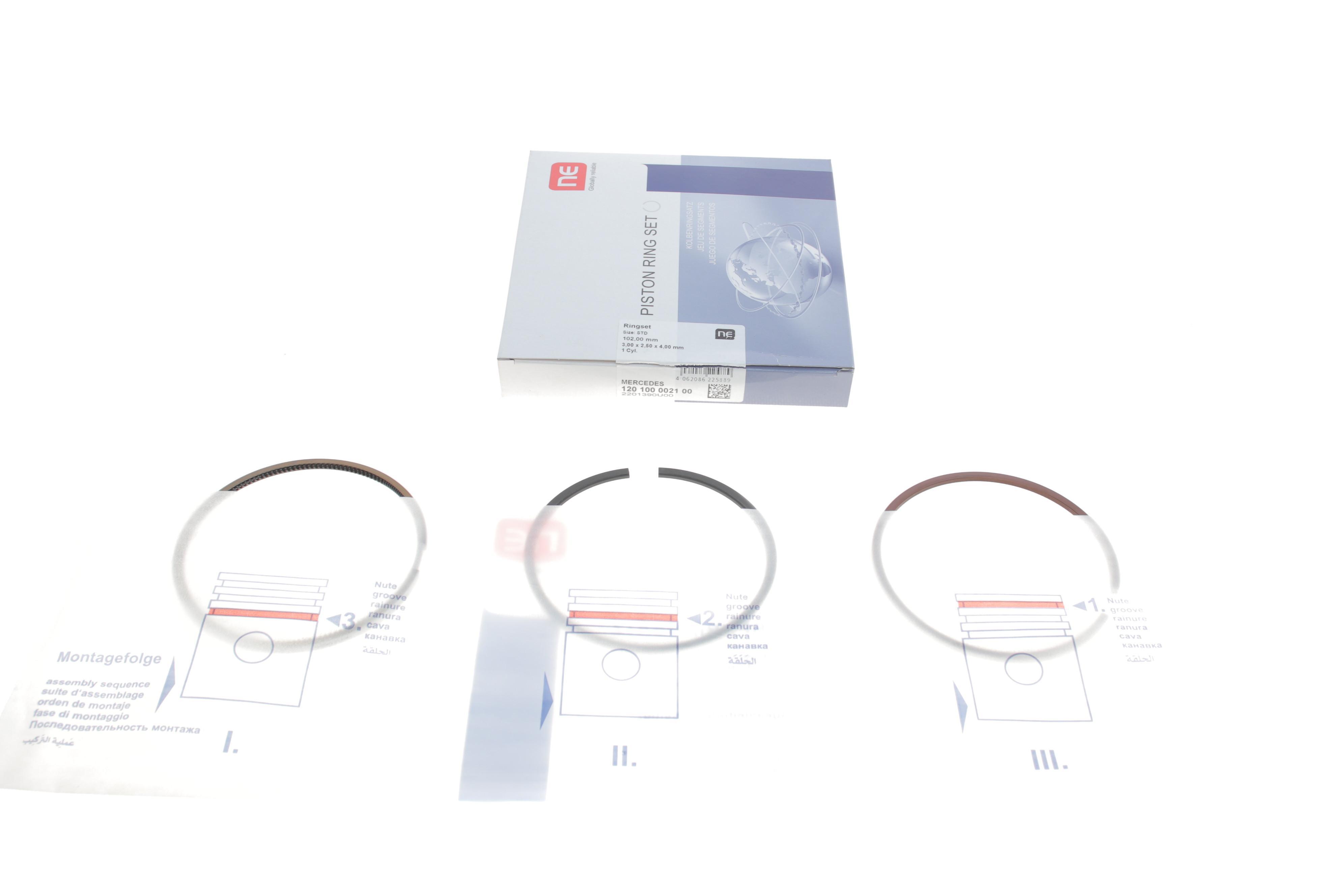 Кольца поршневые MB Vario 4.3TDI (102.00mm/STD) (3-2.5-4) = 8910830000