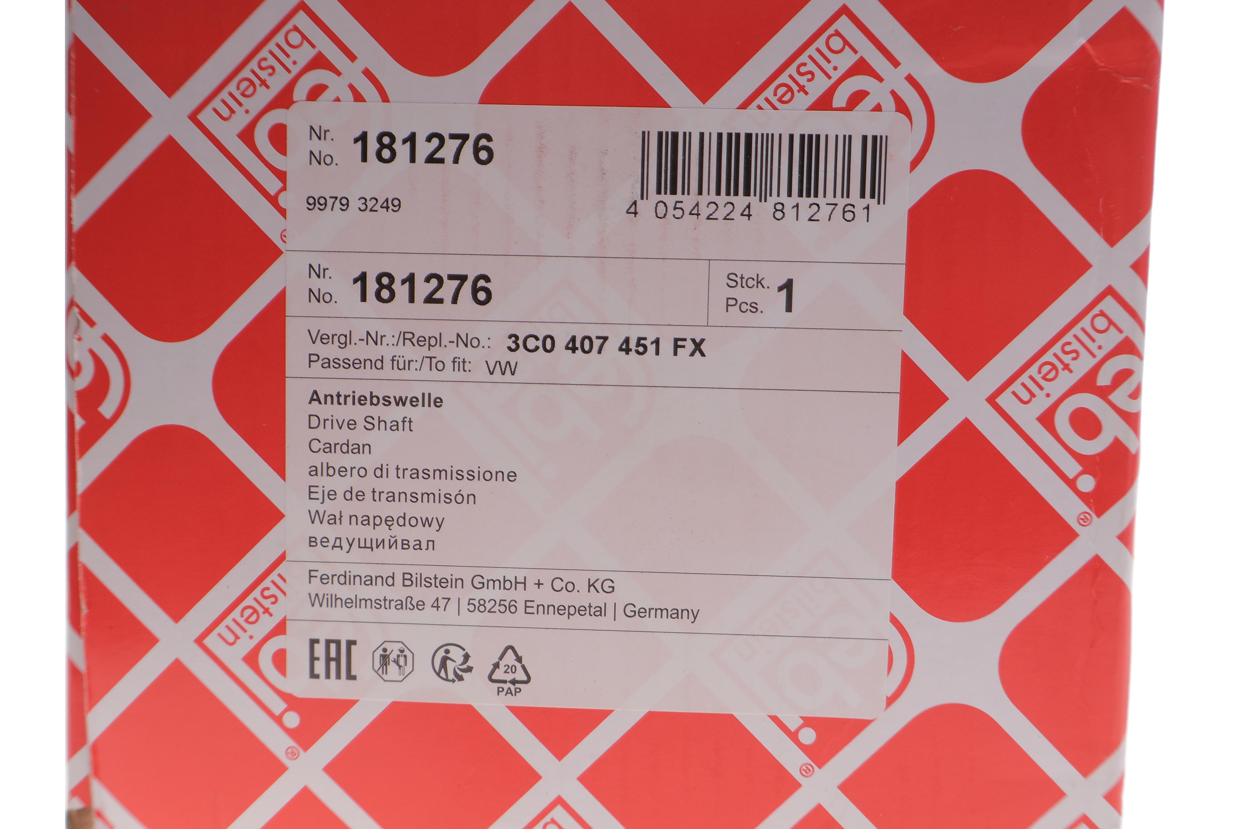 Полуось (передняя) Audi A3/Skoda Octavia/SuperB/VW Caddy/Golf/Passat/Touran 03- (L) (36х488)