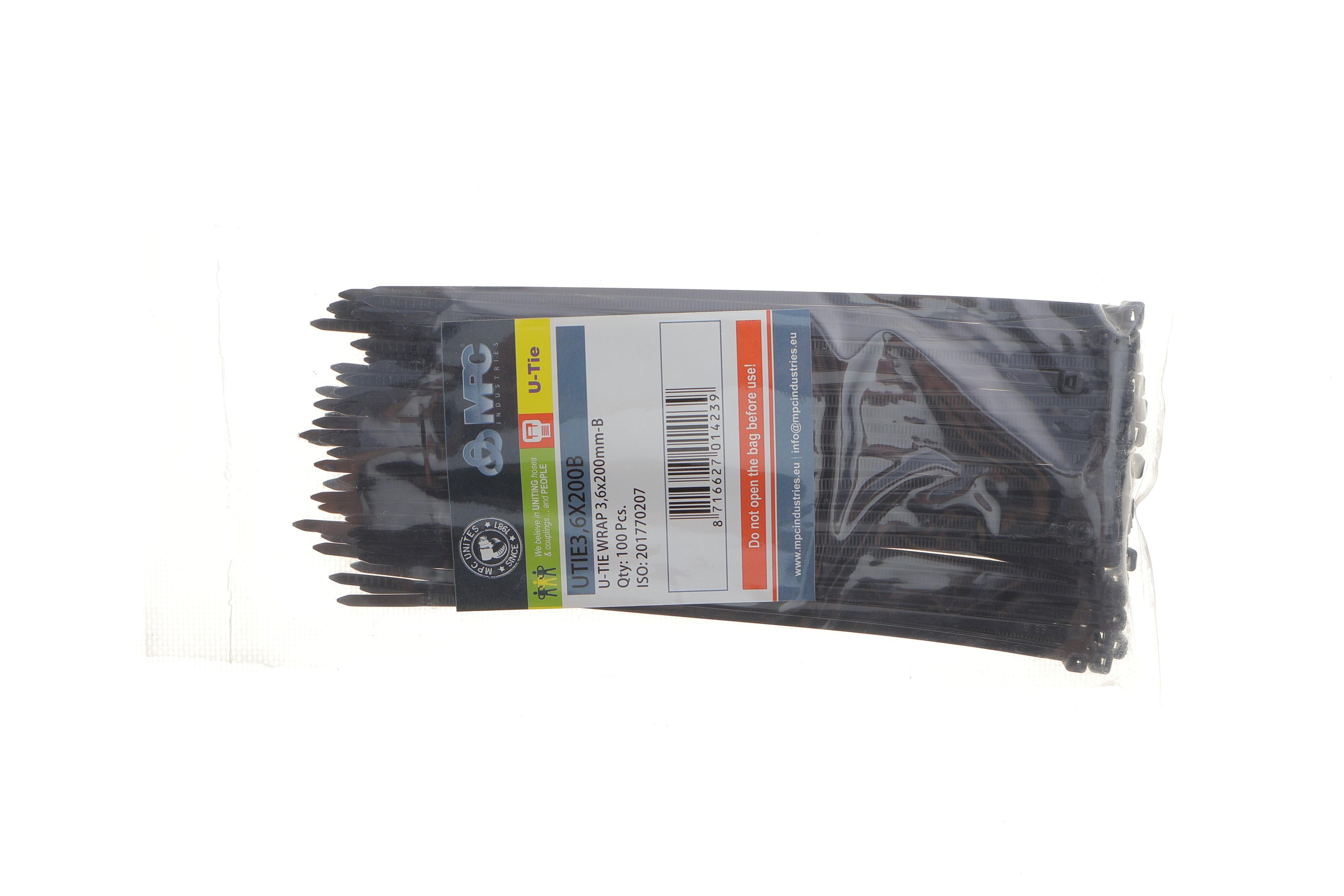 Набір стяжок пластикових 3,6x200 мм 100 од. (чорна)