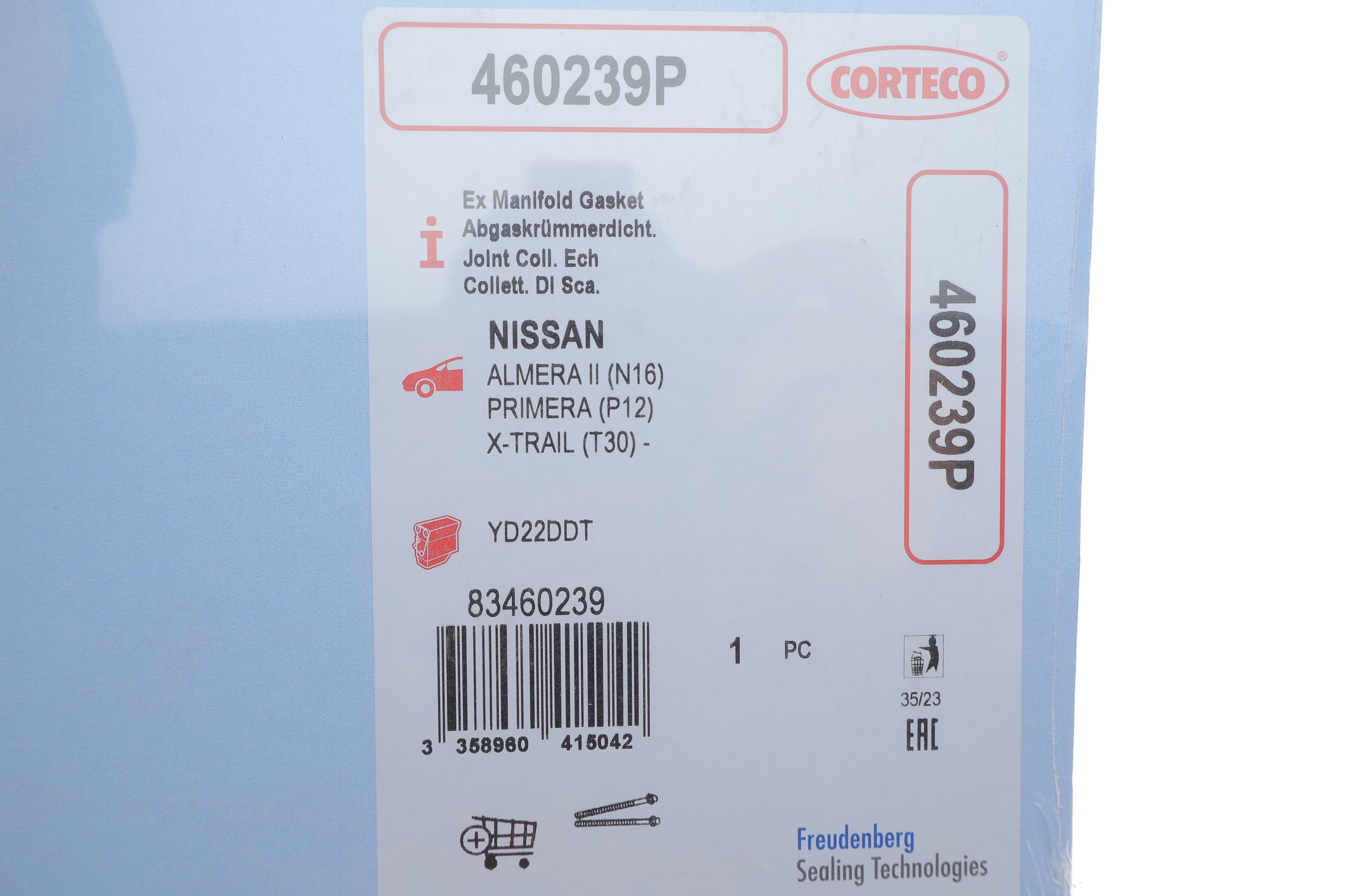 Прокладка колектора випускного Nissan Almera/Primera/X-Trail 2.2 Di/dCi 99-