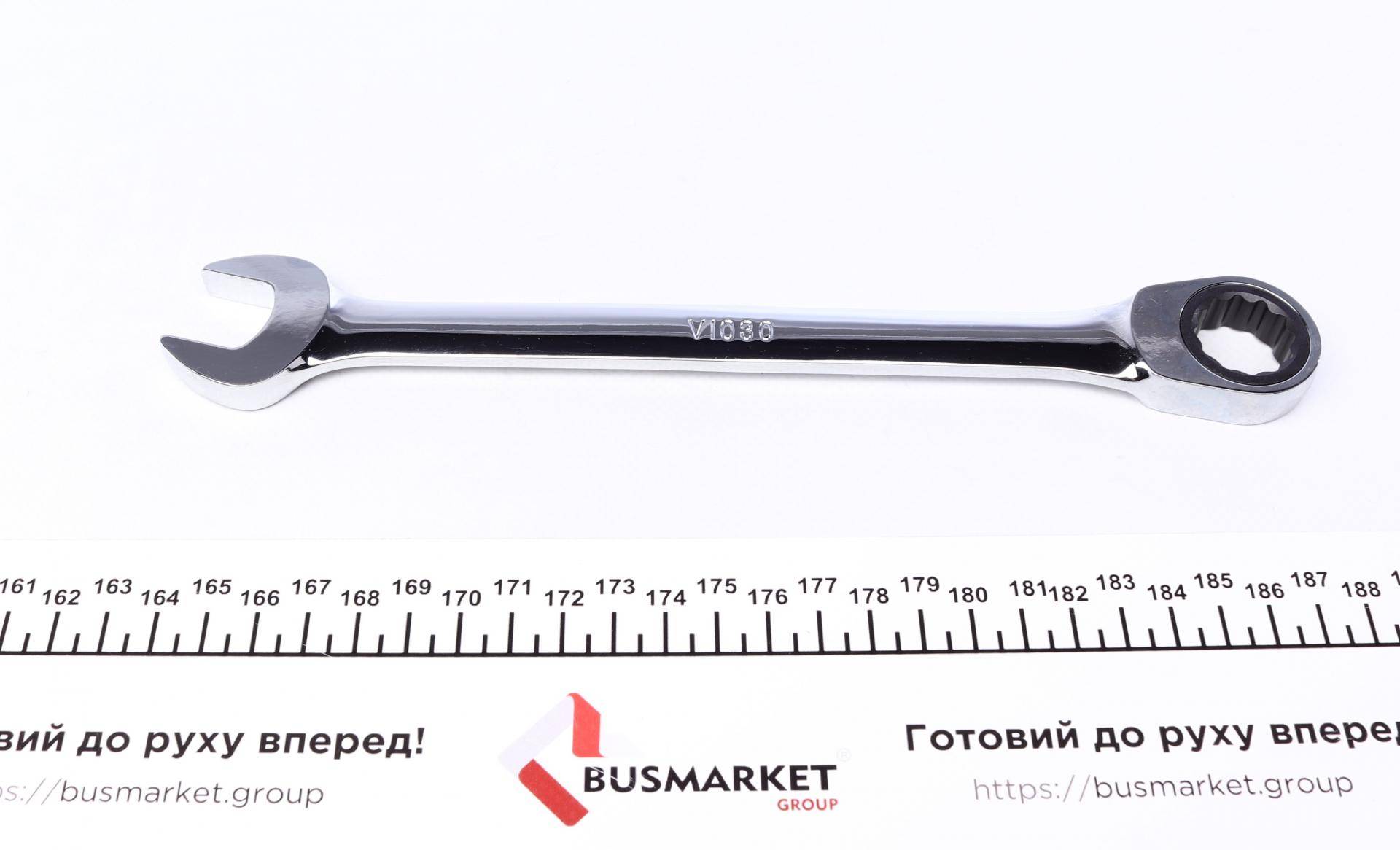 Ключ ріжково-накидний з тріскачкою 19 мм 72 зуб. L-245 мм