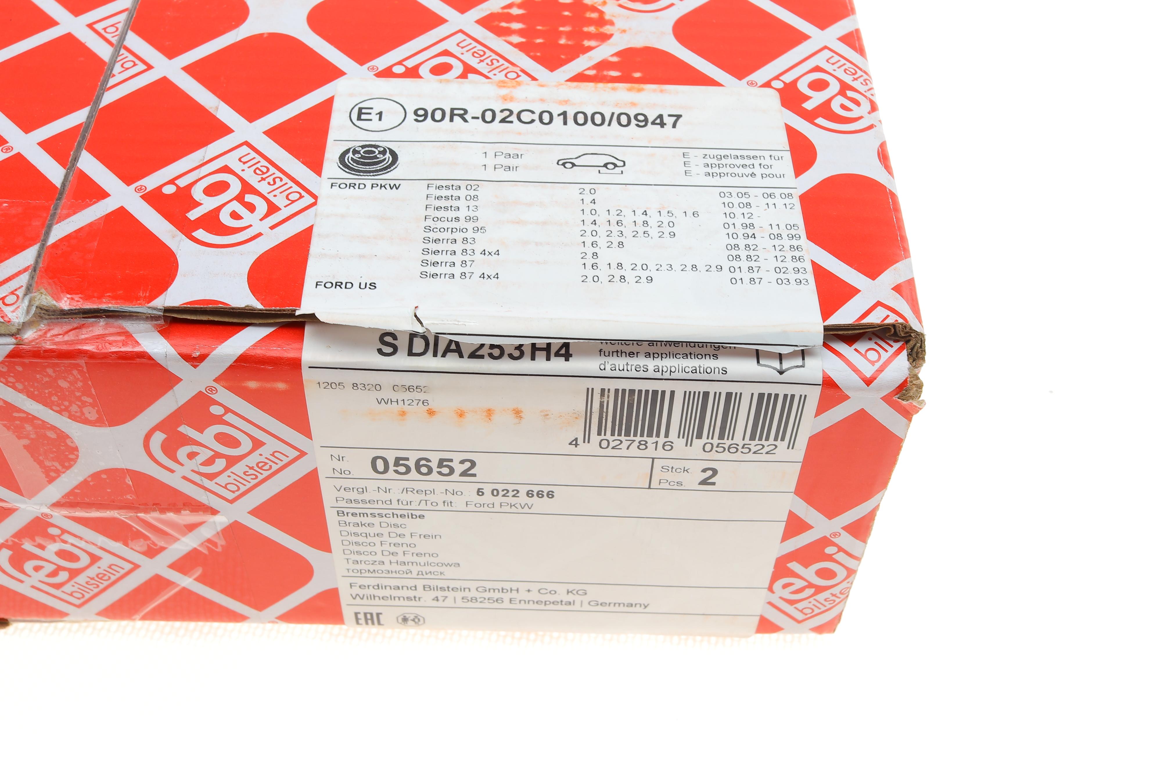 Диск тормозной (задний) Ford Focus 98-04/Fiesta 05-/Sierra 82-93 (253x10) (с покрытием)